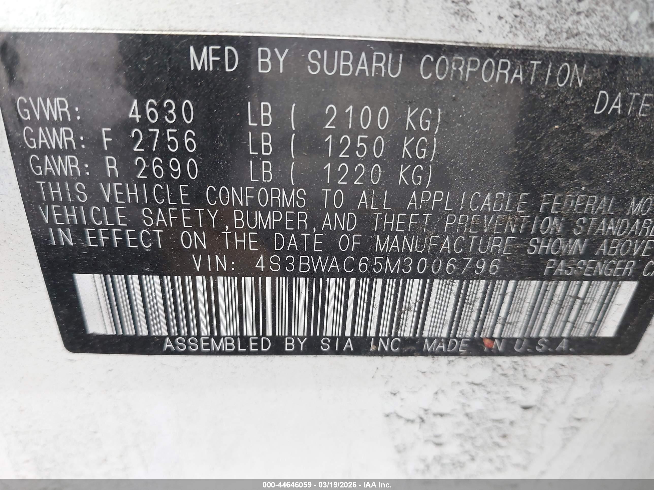 SUBARU LEGACY image 9