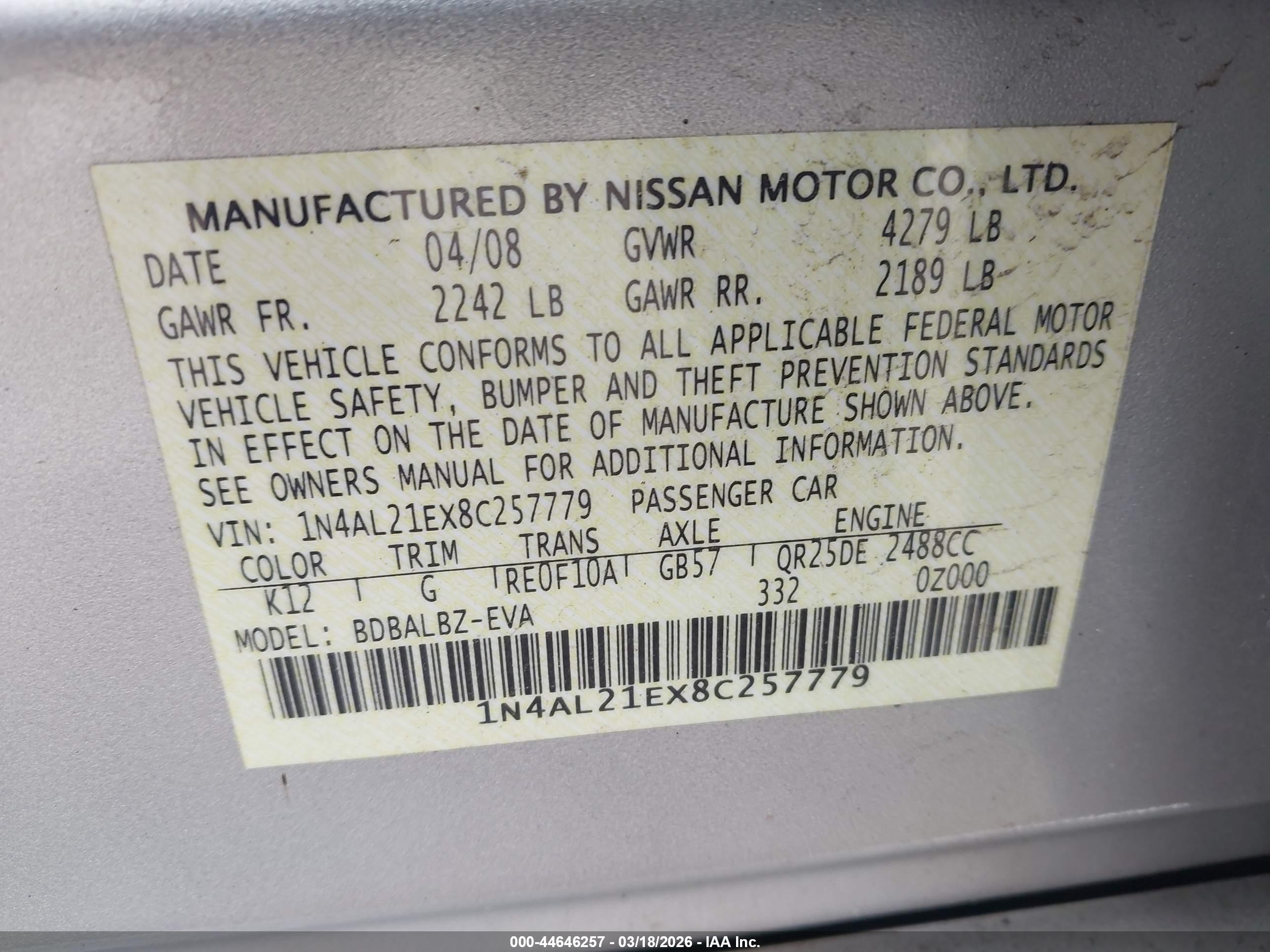NISSAN ALTIMA image 9