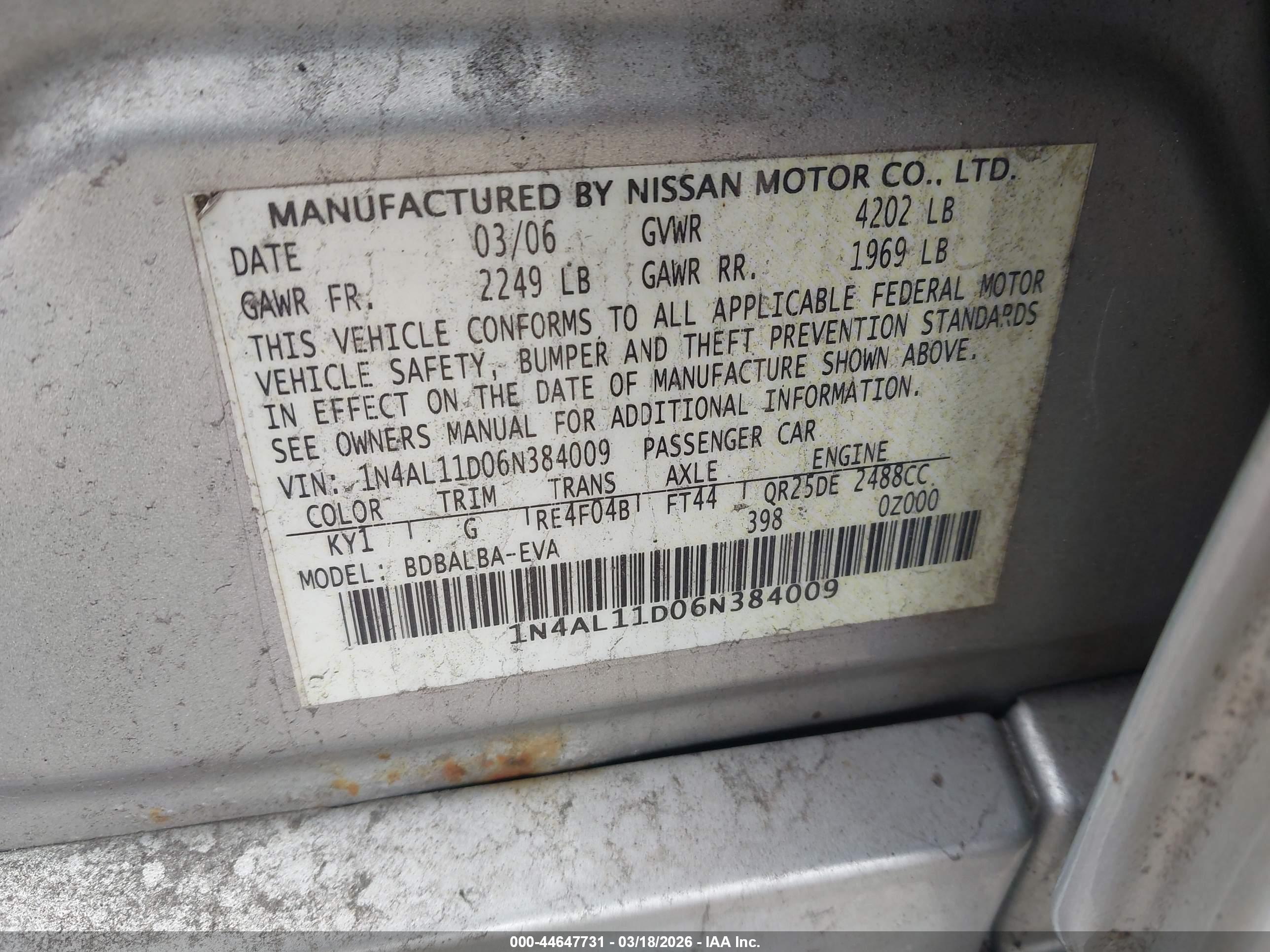 NISSAN ALTIMA image 9