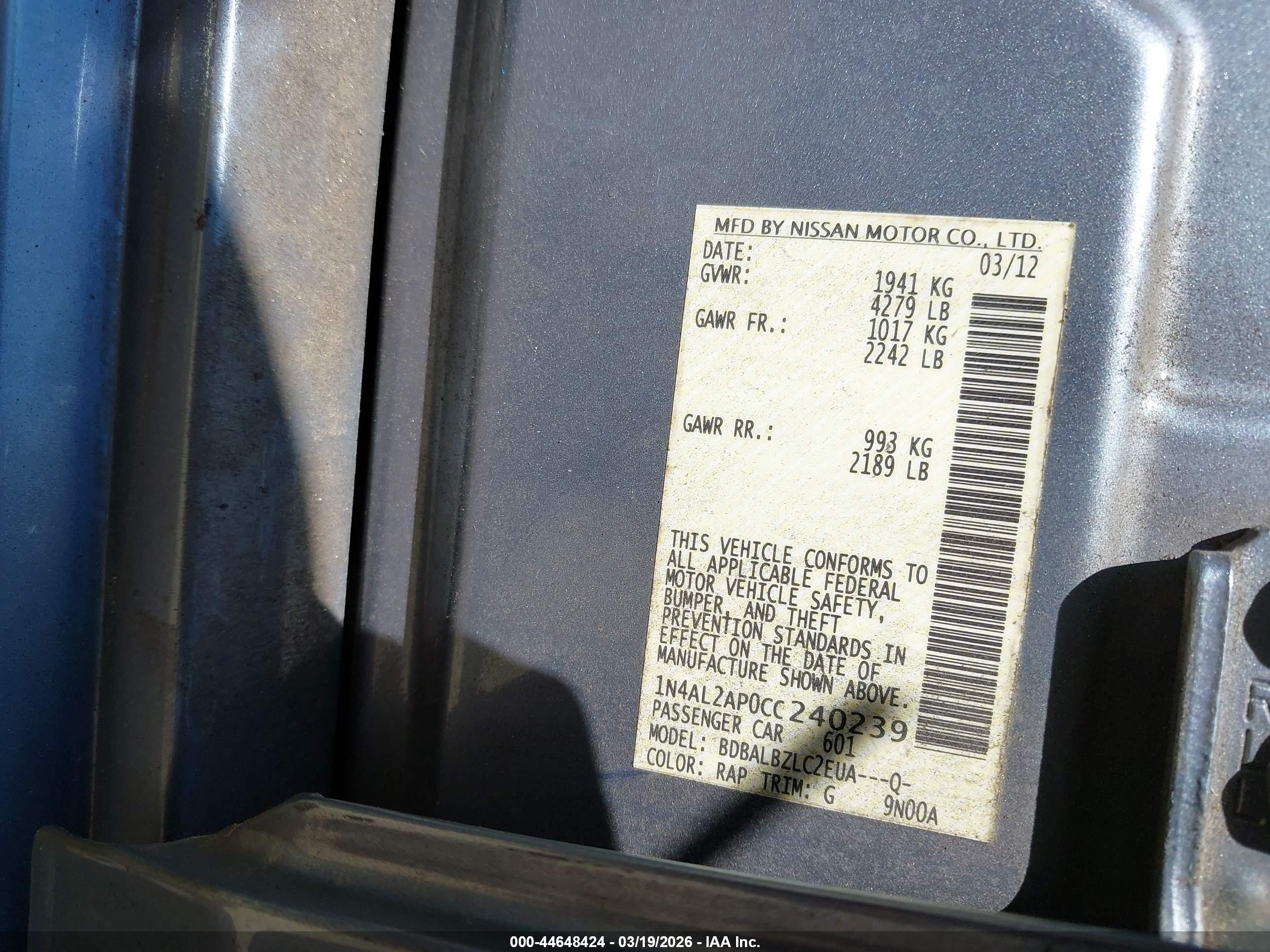 NISSAN ALTIMA image 9