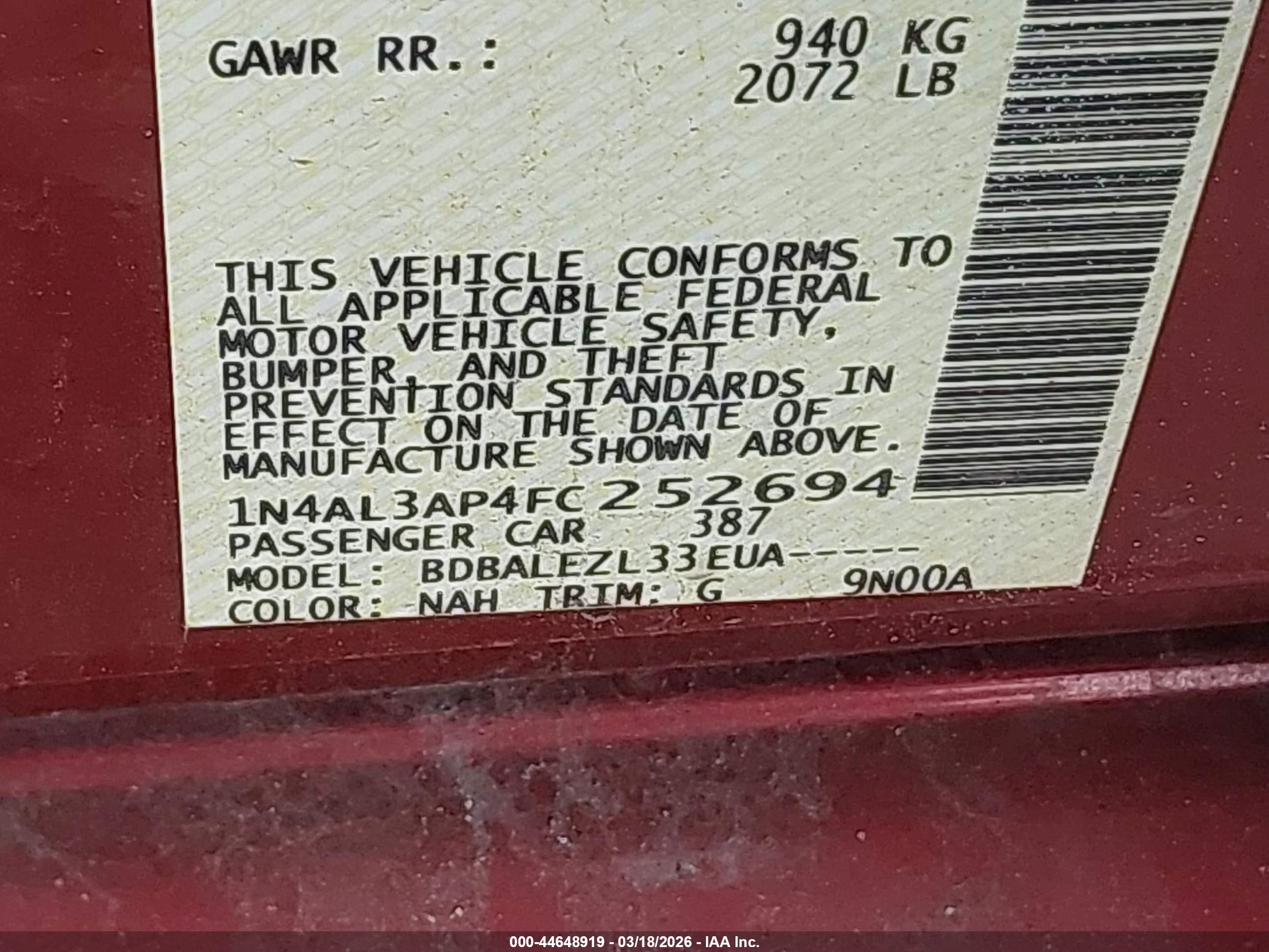 NISSAN ALTIMA image 9