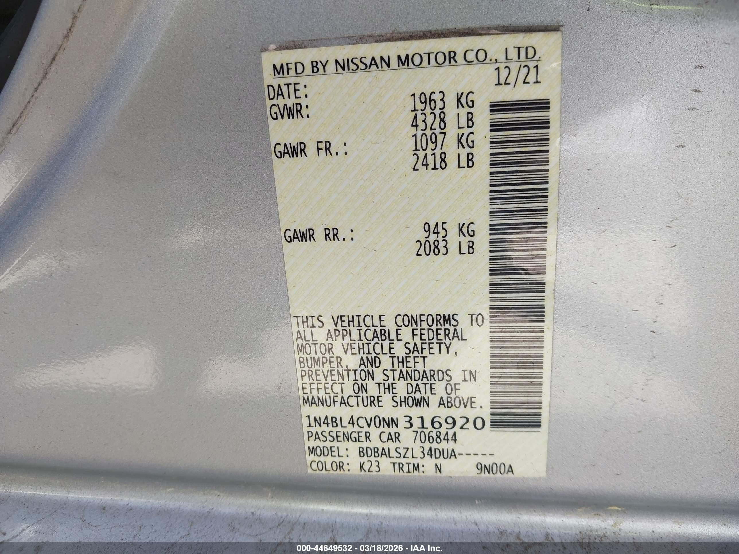 NISSAN ALTIMA image 9