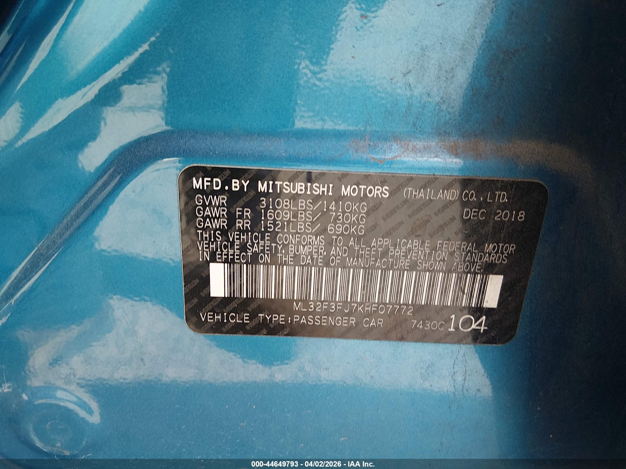 MITSUBISHI MIRAGE image 9