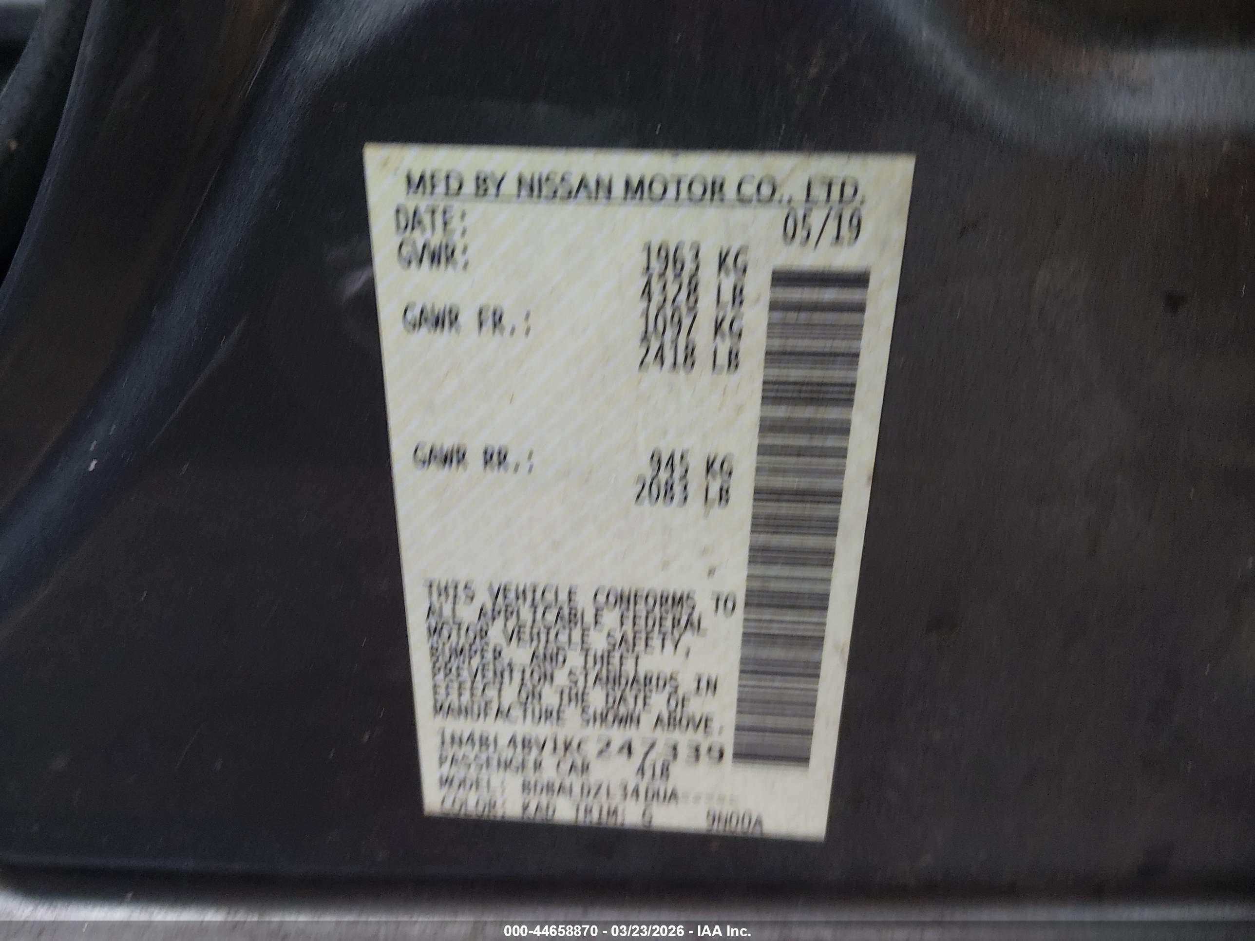 NISSAN ALTIMA image 9