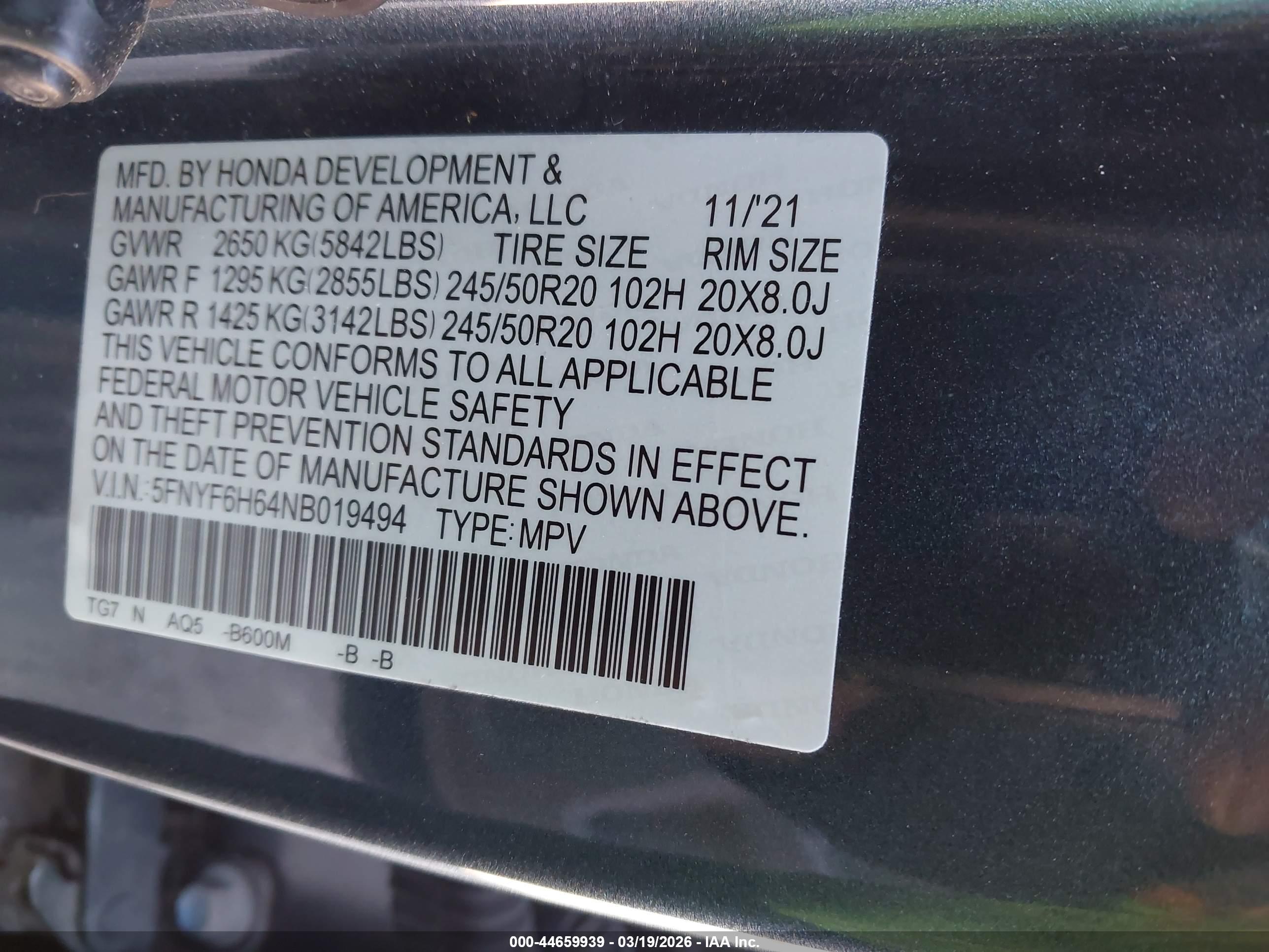 HONDA PILOT image 9