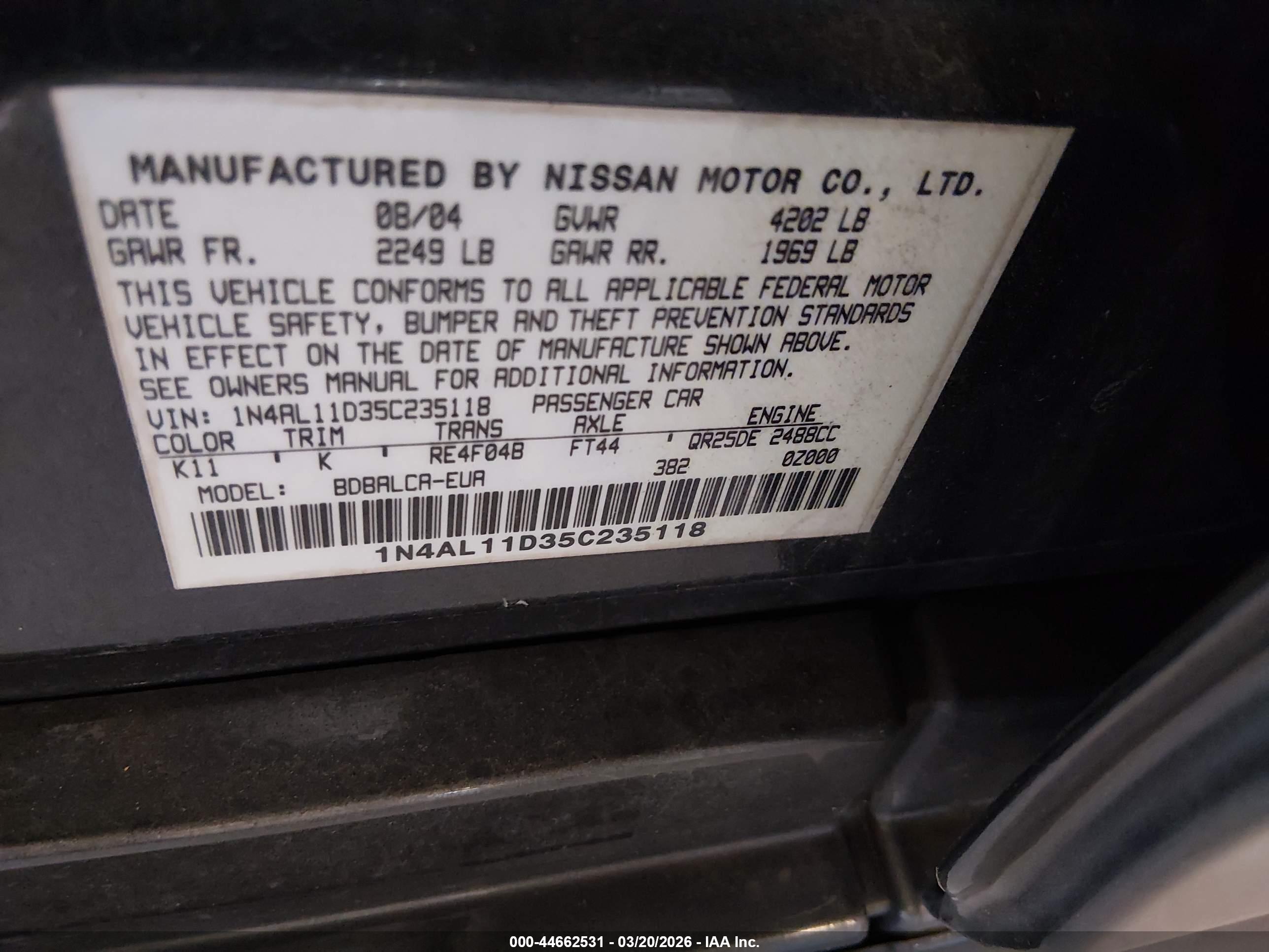 NISSAN ALTIMA image 9