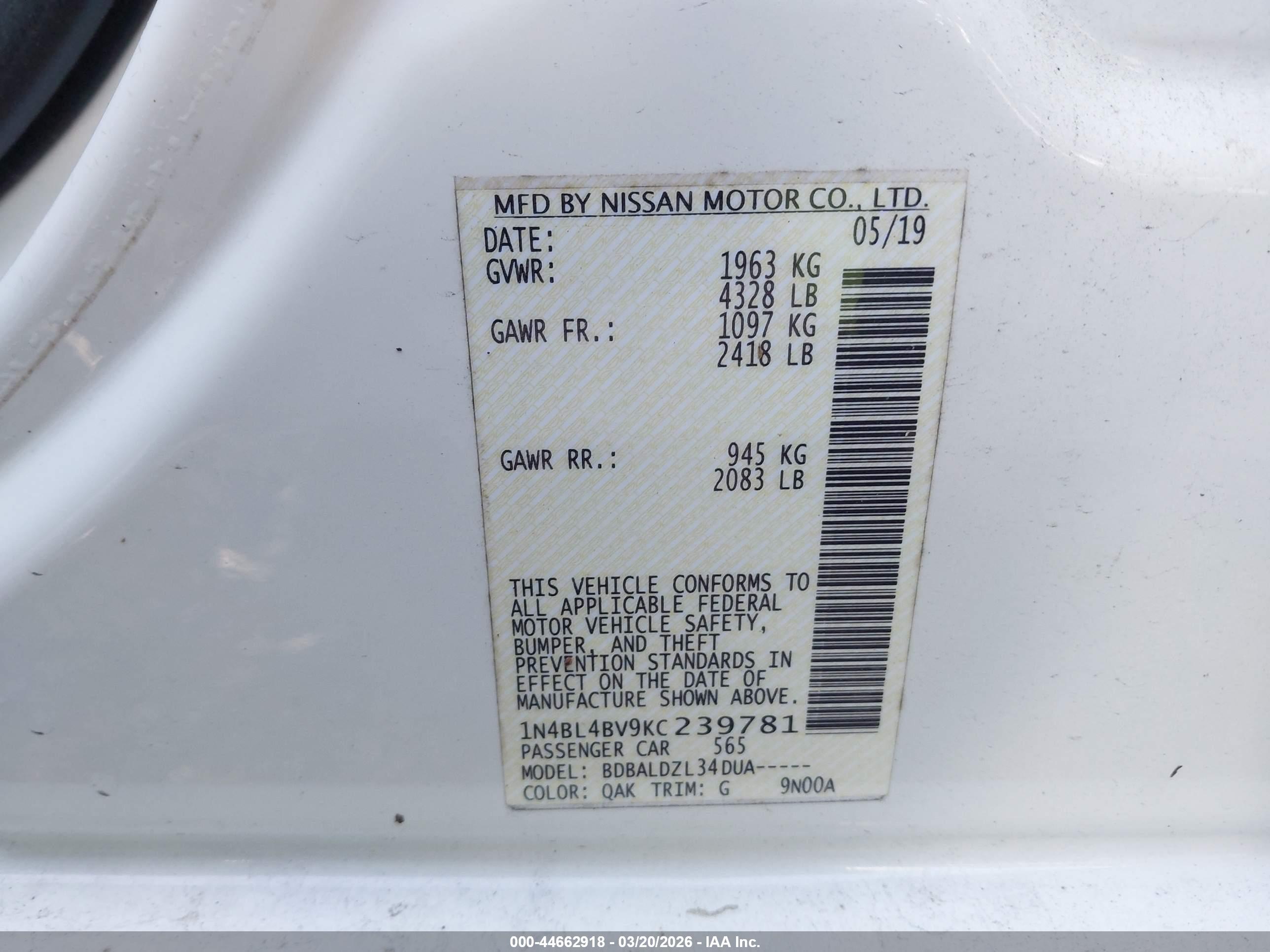 NISSAN ALTIMA image 9