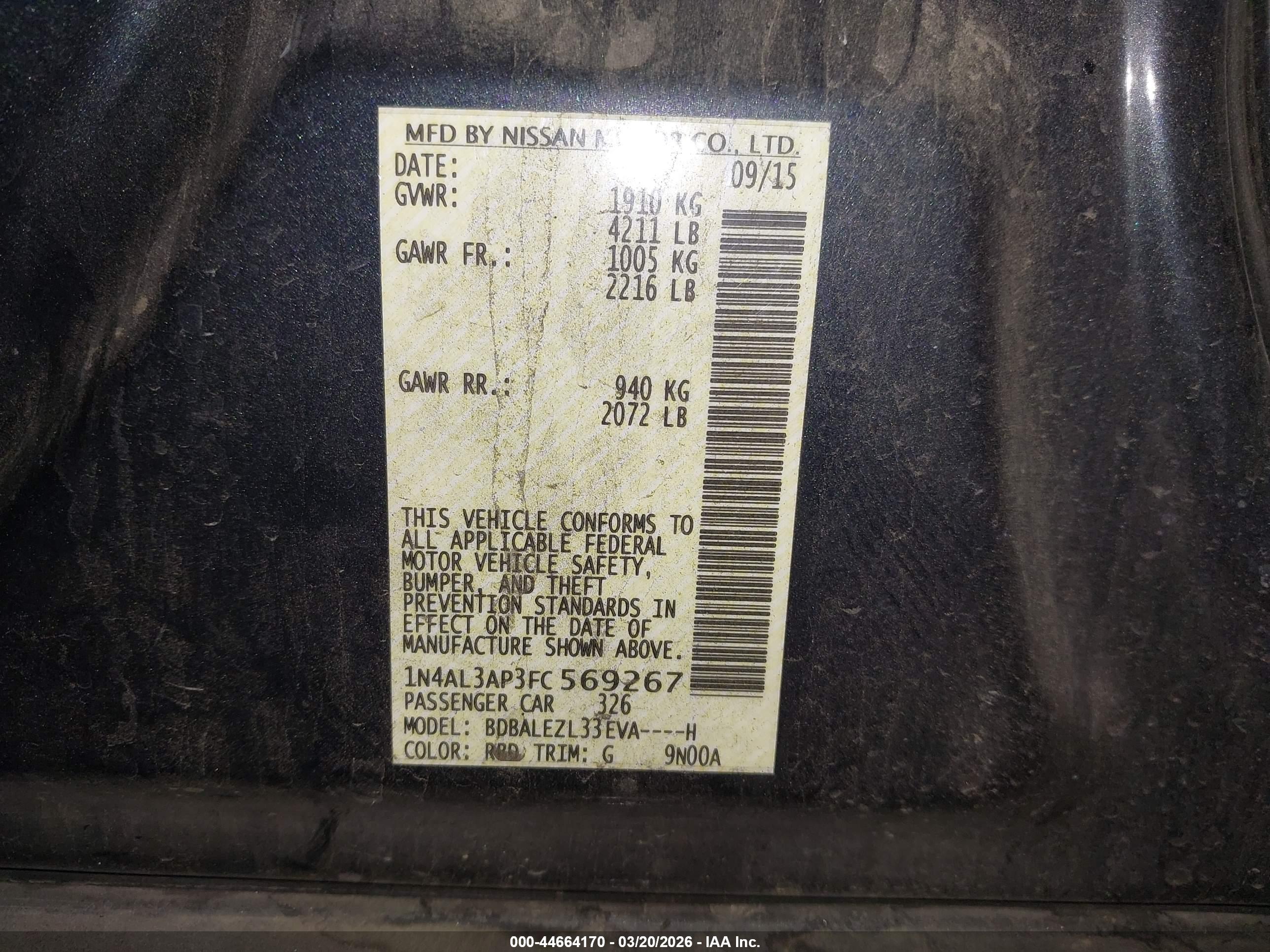 NISSAN ALTIMA image 9