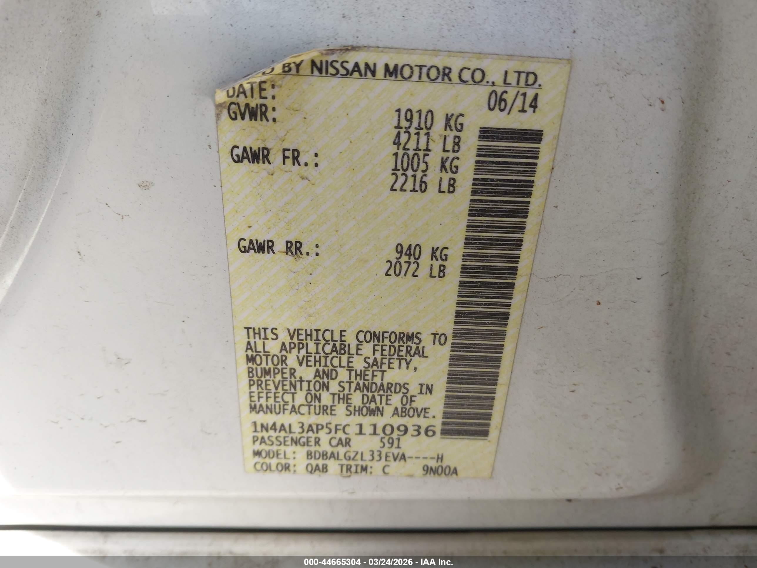 NISSAN ALTIMA image 9