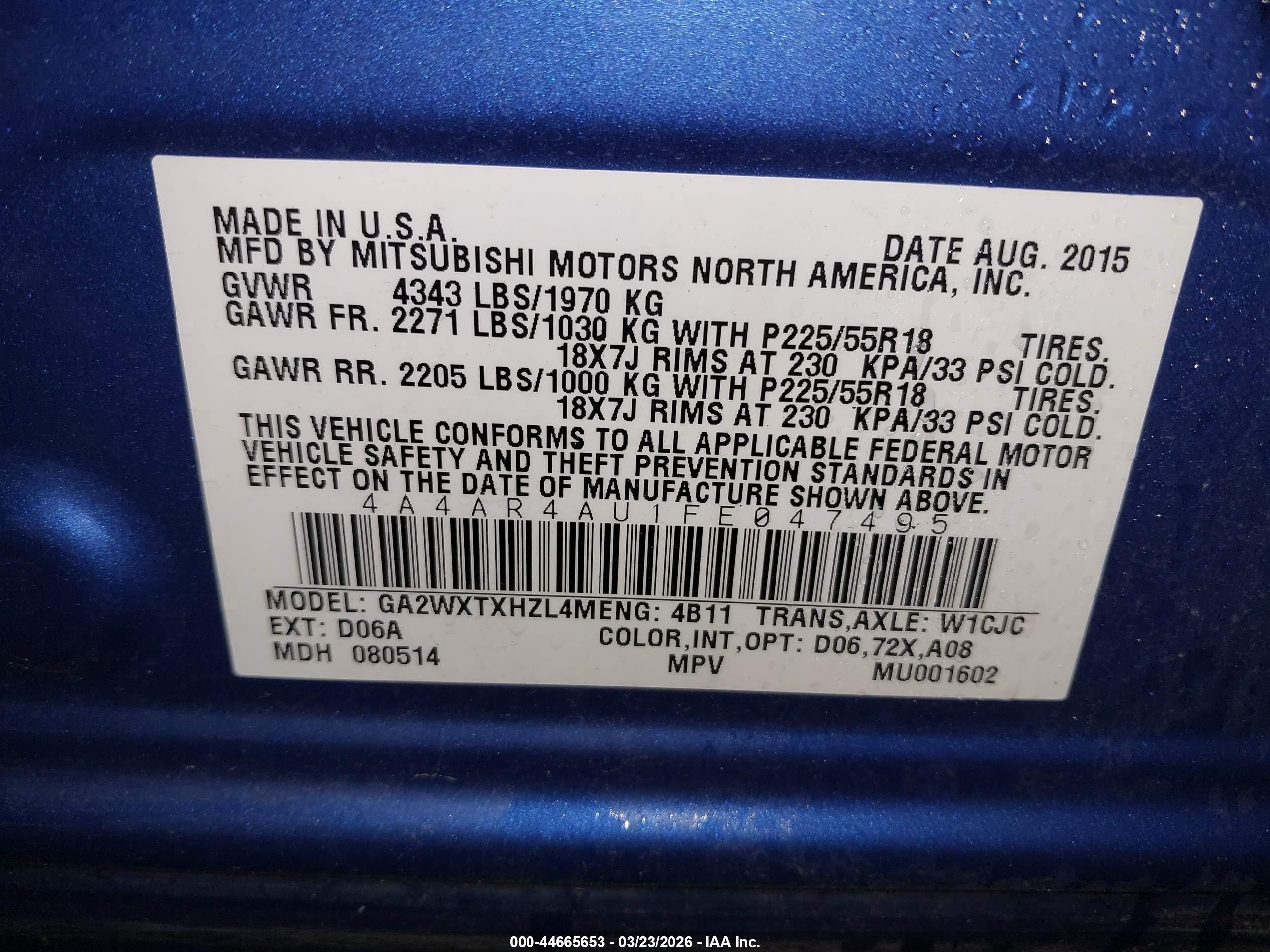 MITSUBISHI OUTLANDER image 9