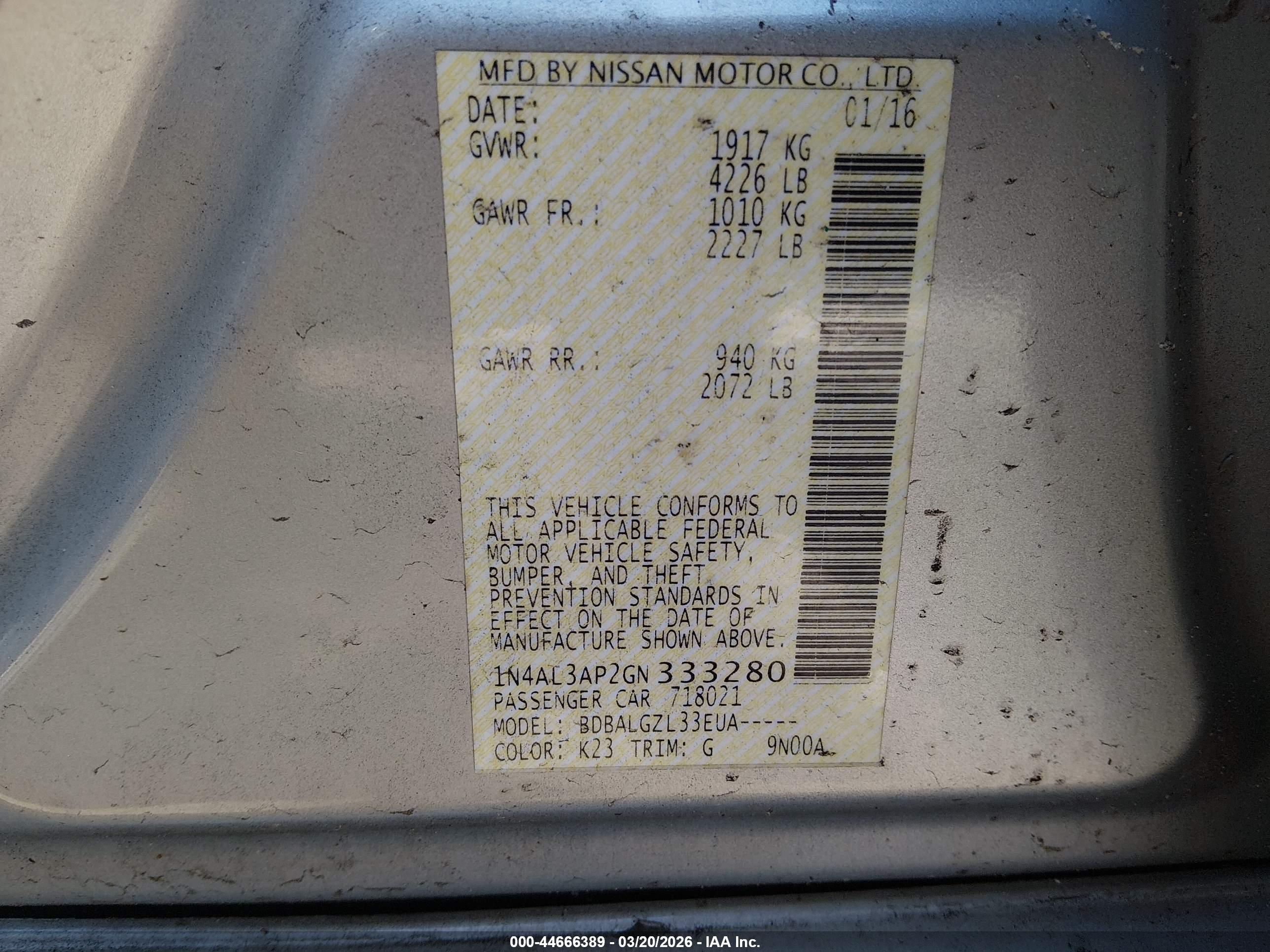 NISSAN ALTIMA image 9