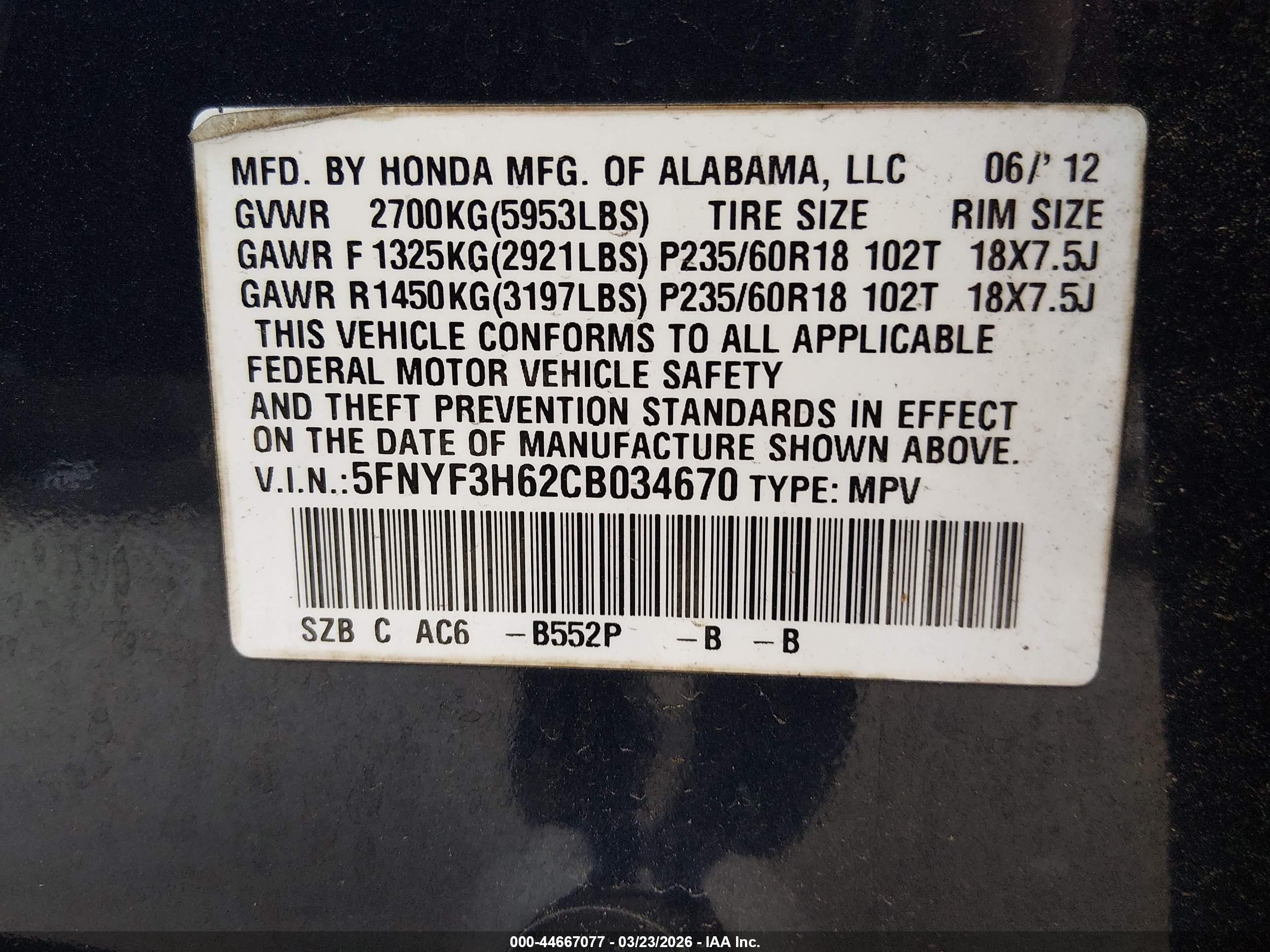 HONDA PILOT image 9