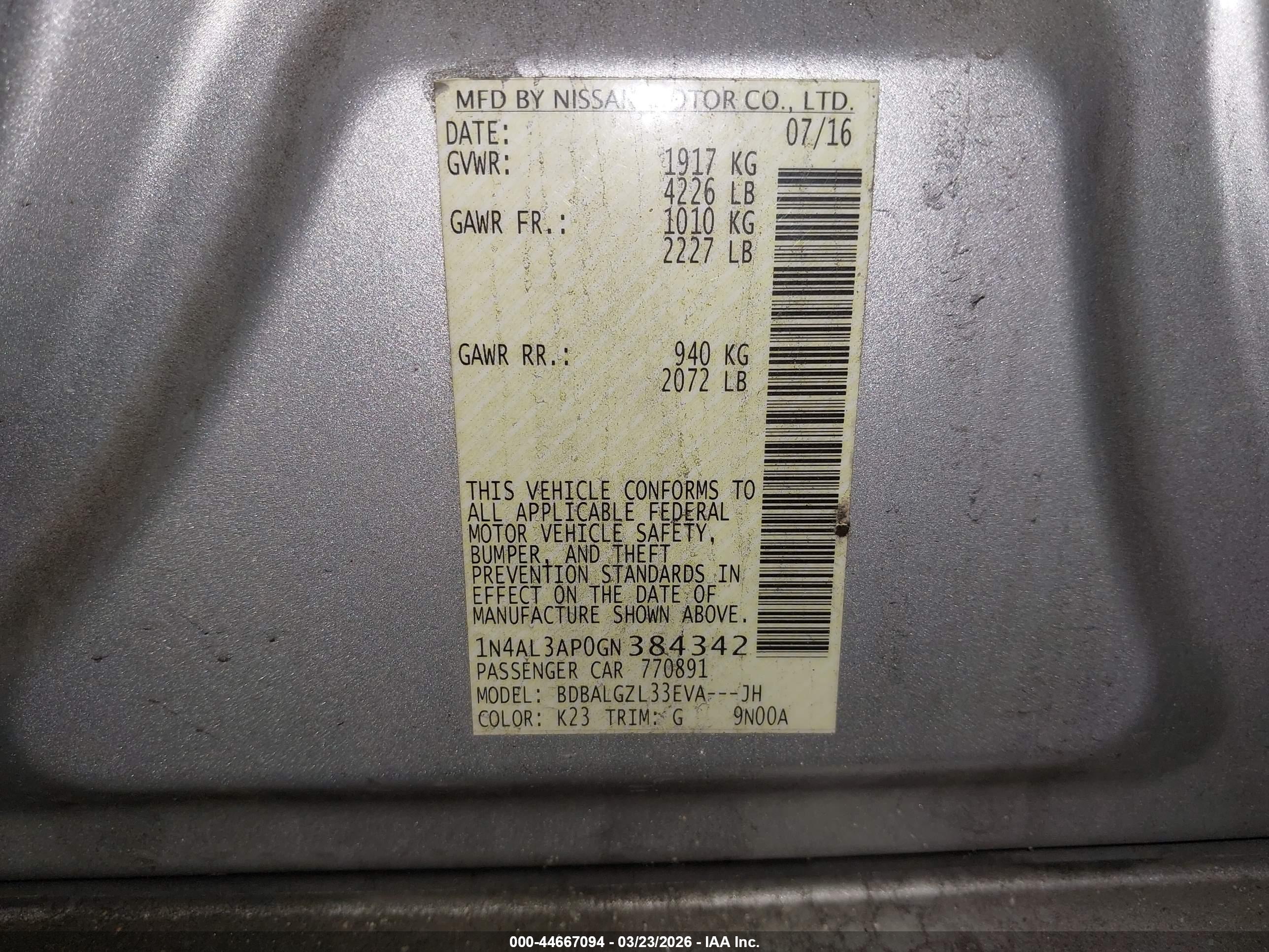 NISSAN ALTIMA image 9