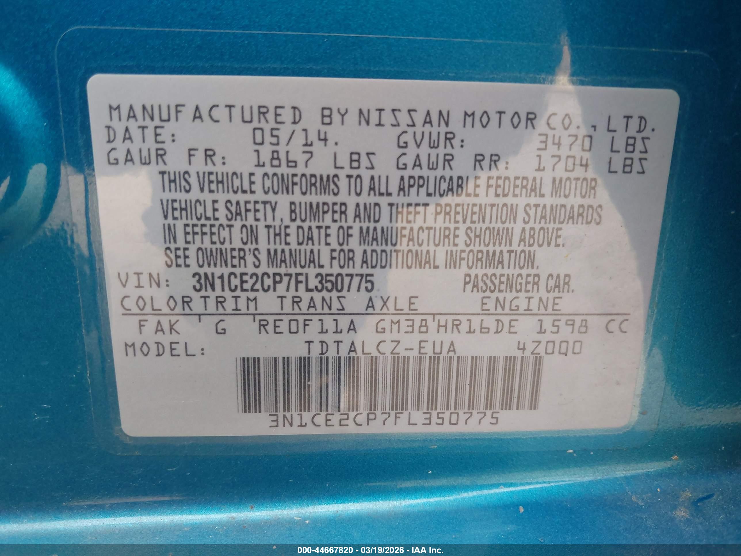 NISSAN VERSA image 9
