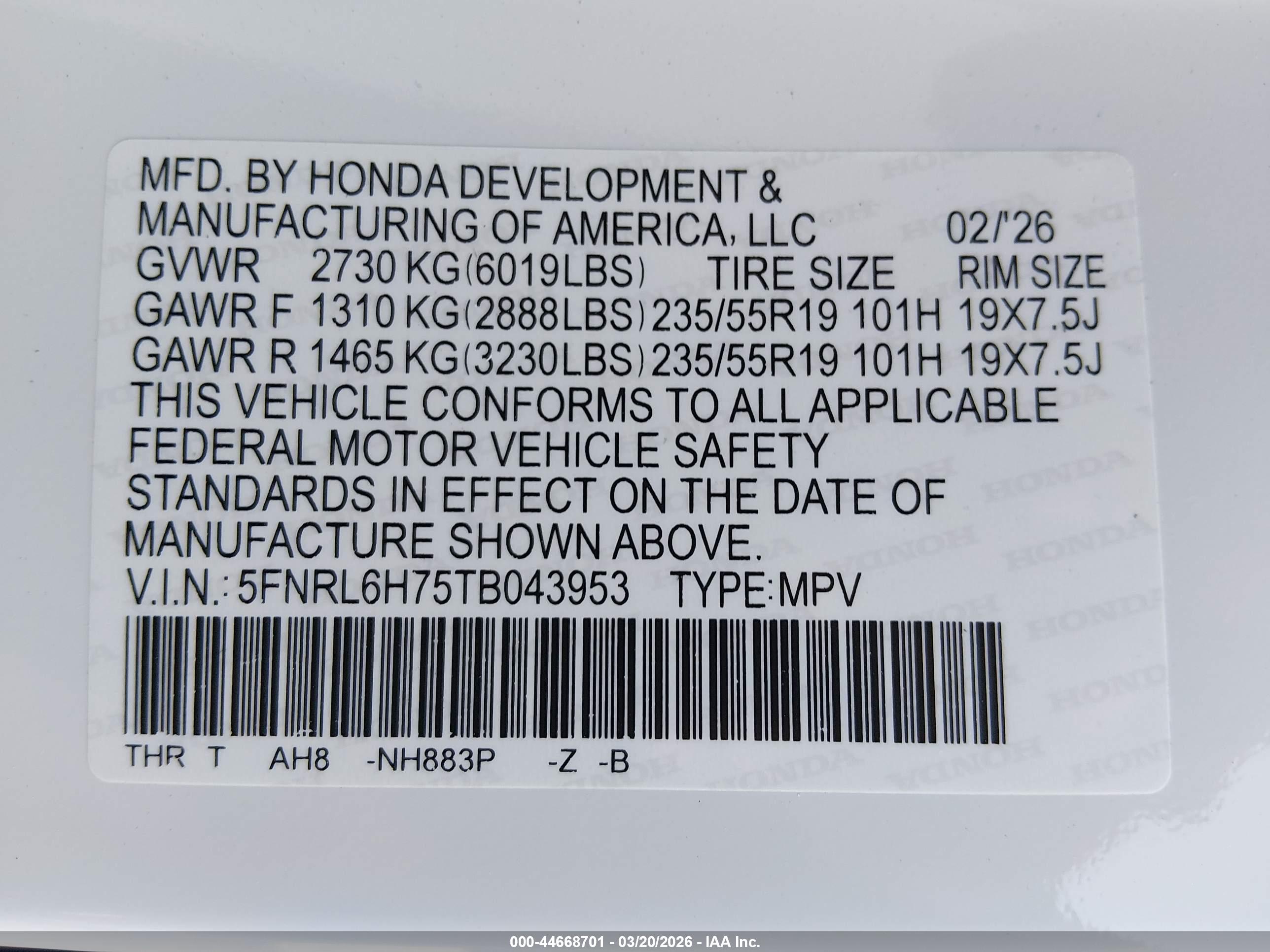 HONDA ODYSSEY image 9