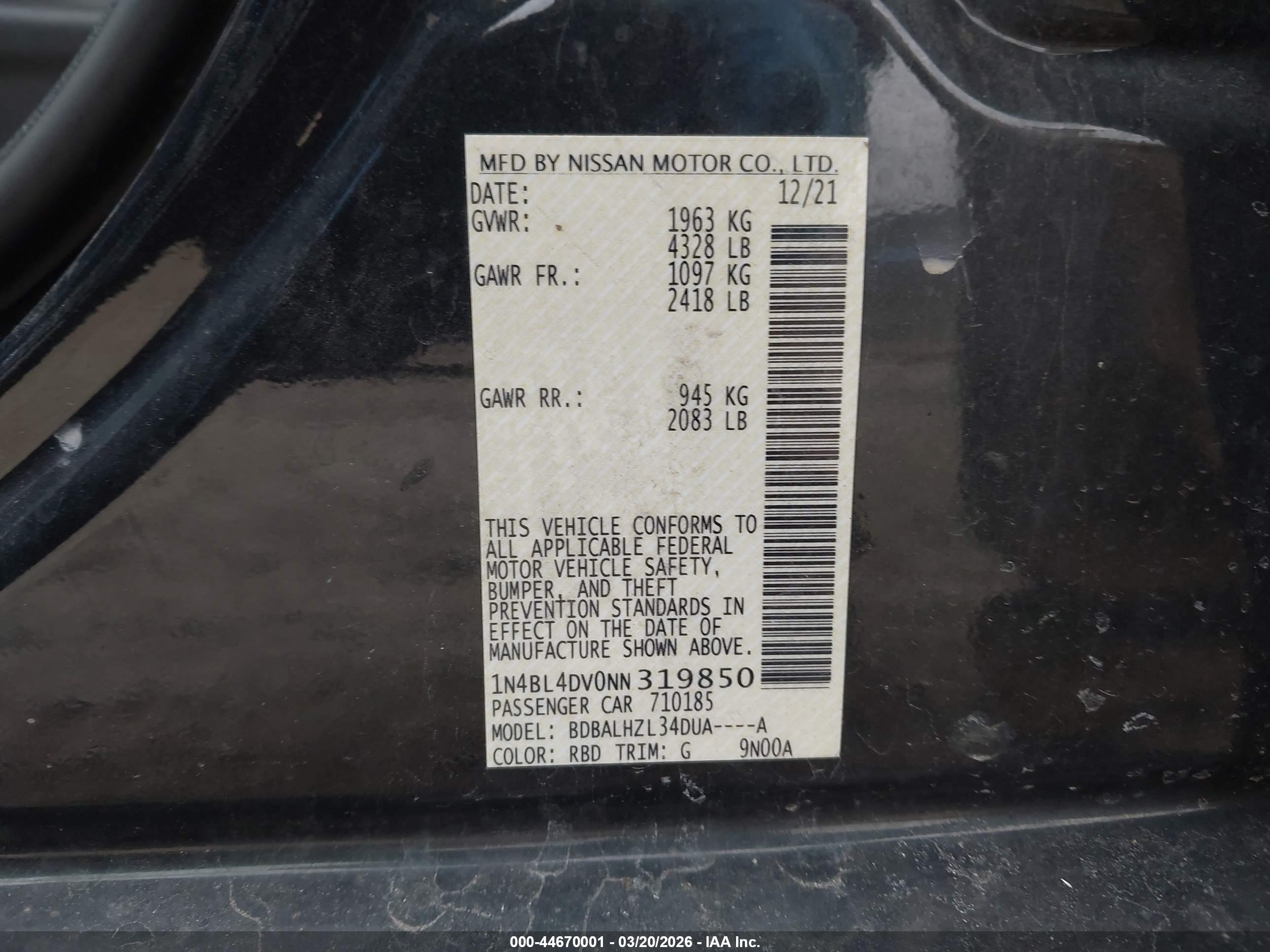 NISSAN ALTIMA image 9