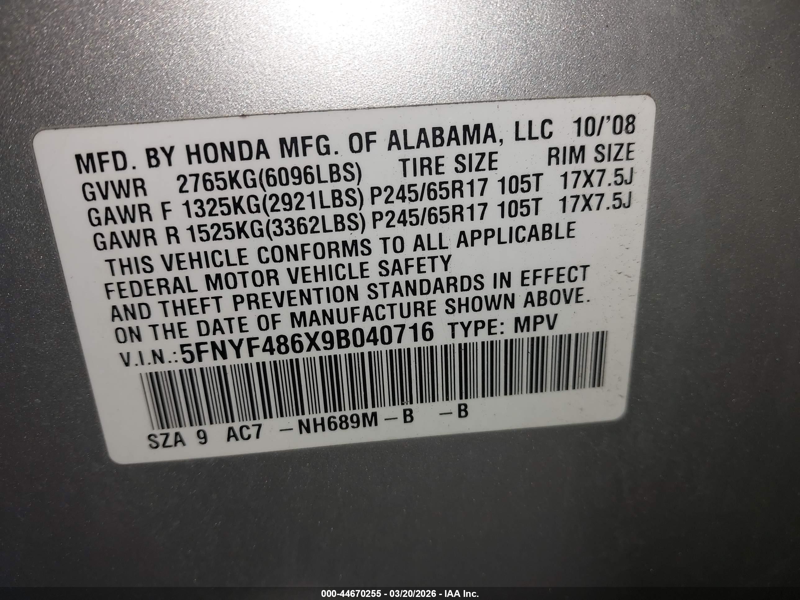 HONDA PILOT image 9