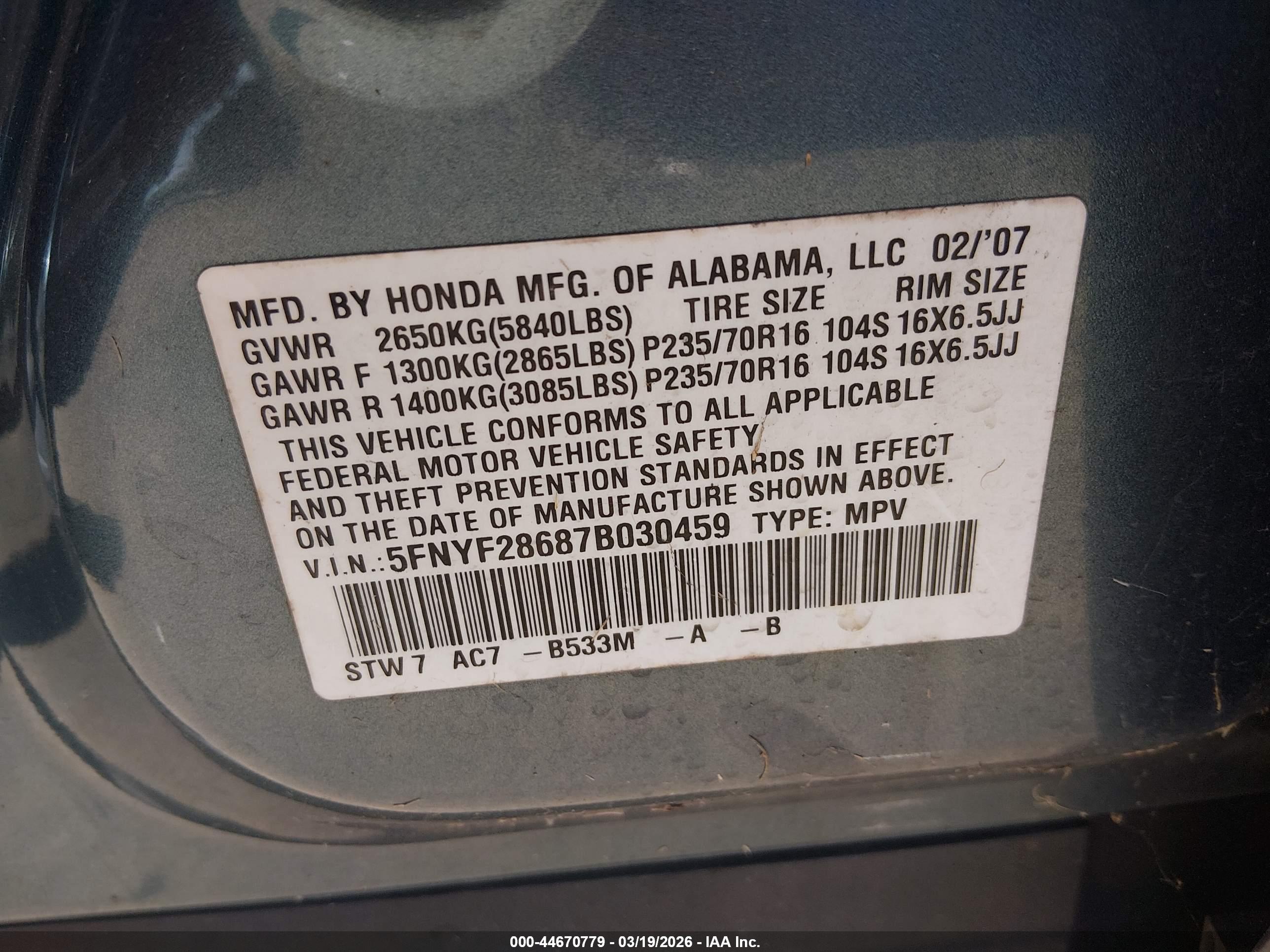 HONDA PILOT image 9