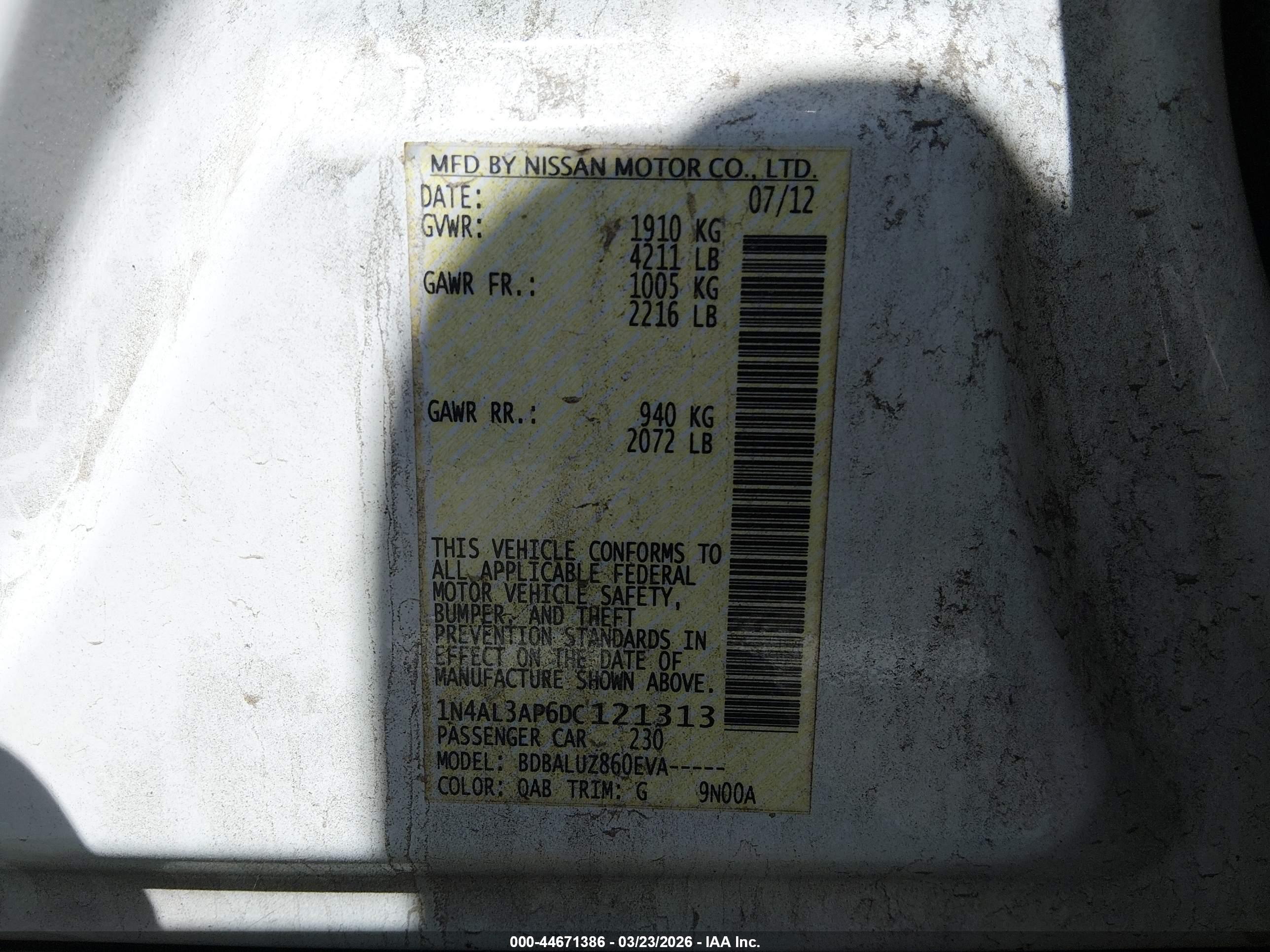 NISSAN ALTIMA image 9
