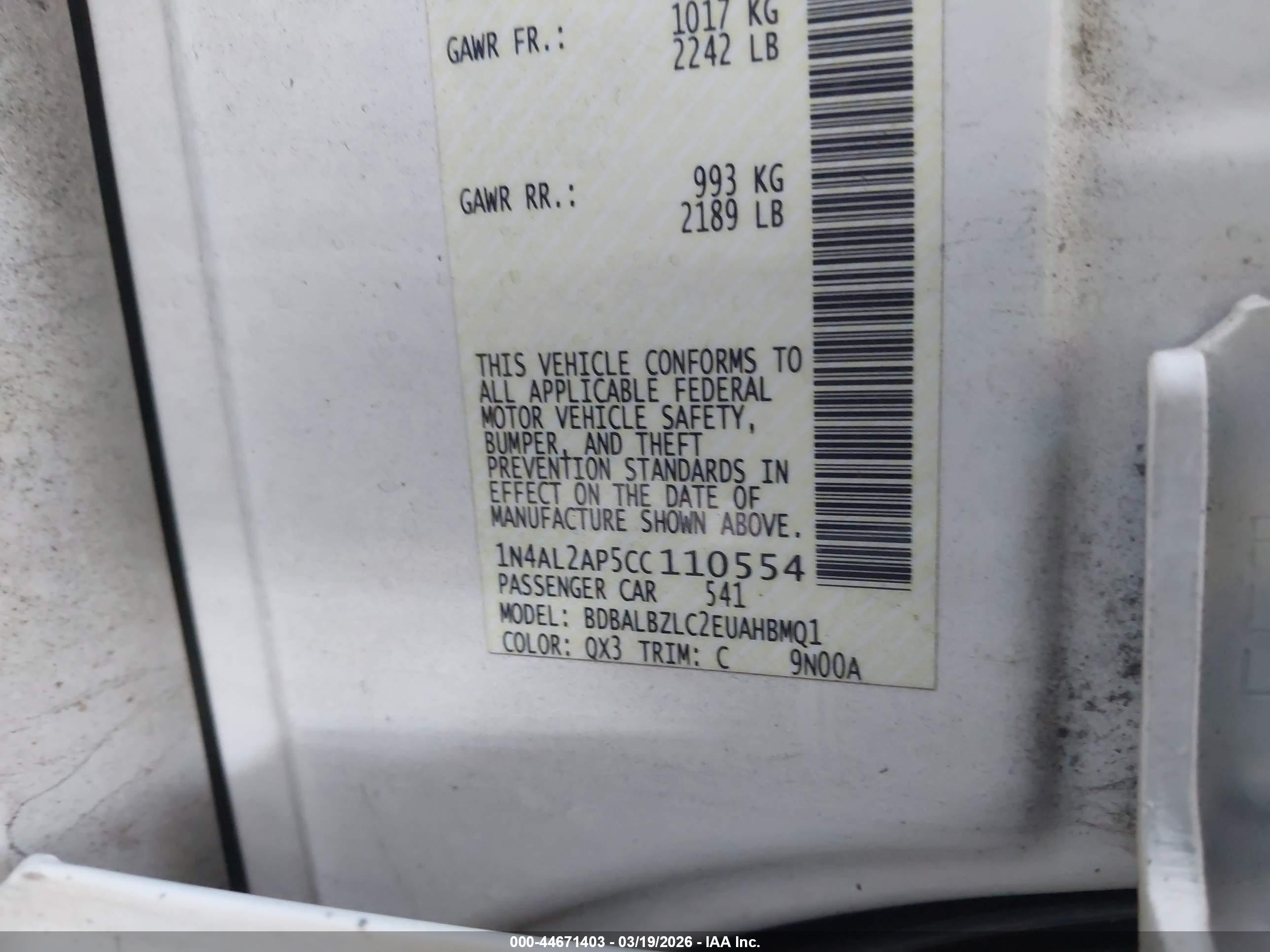NISSAN ALTIMA image 9