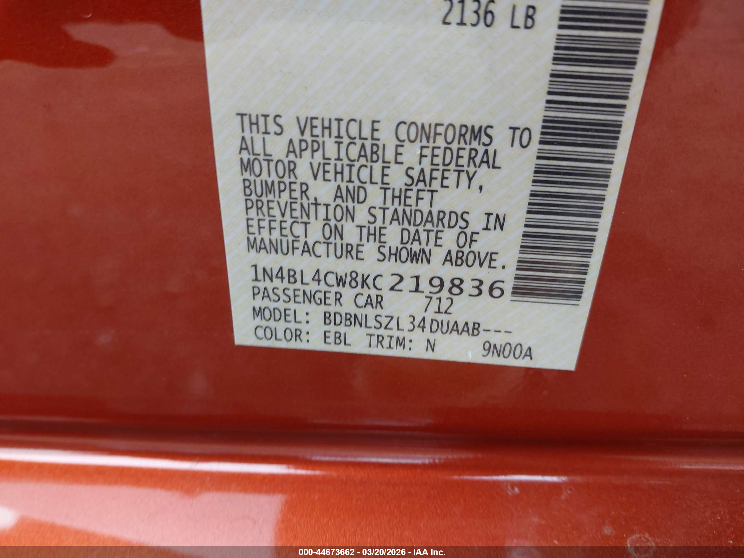 NISSAN ALTIMA image 9