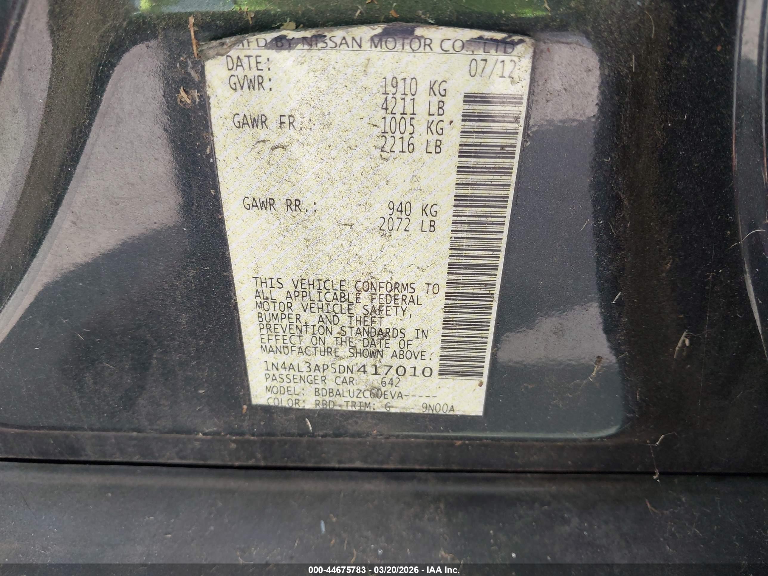 NISSAN ALTIMA image 9