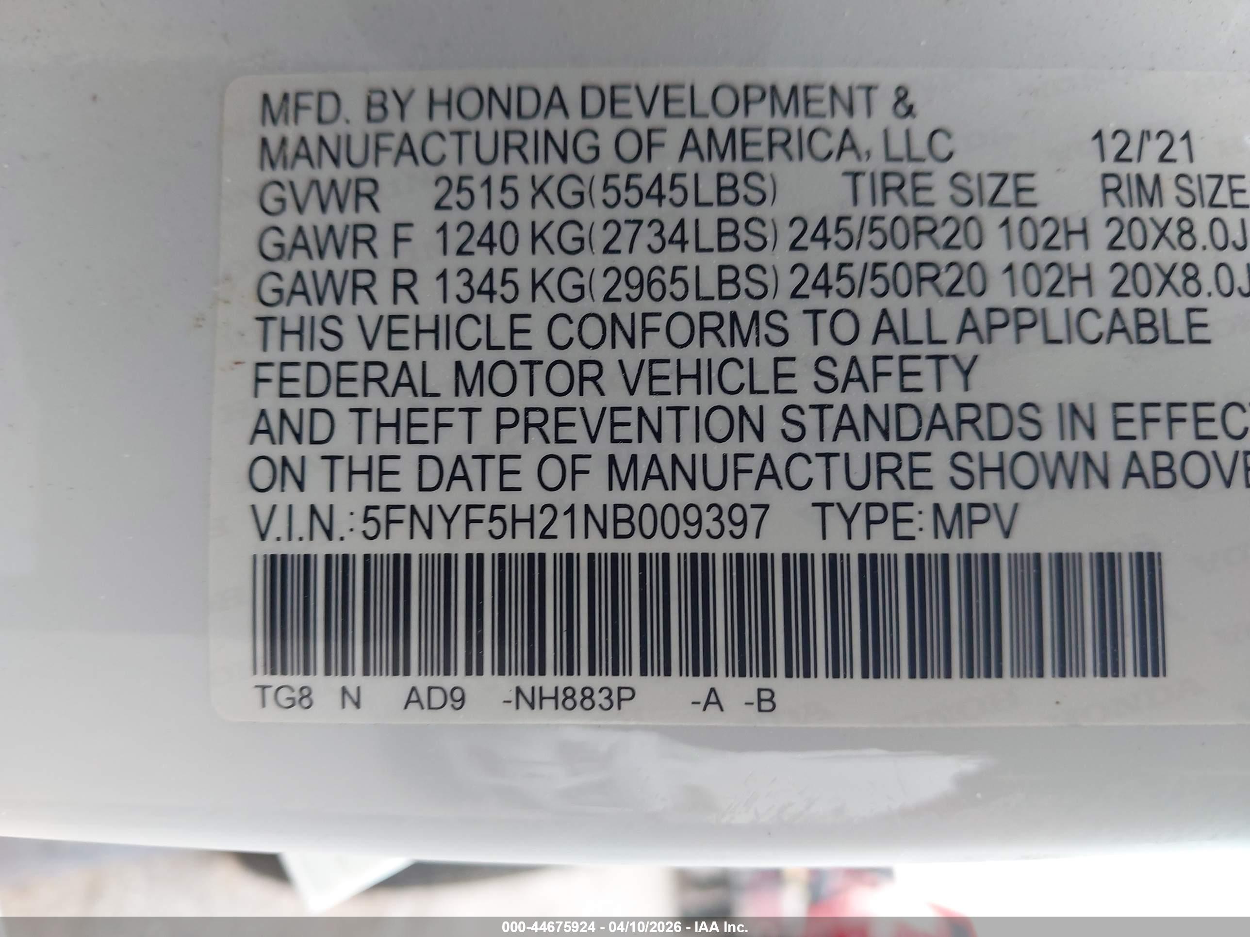 HONDA PILOT image 9