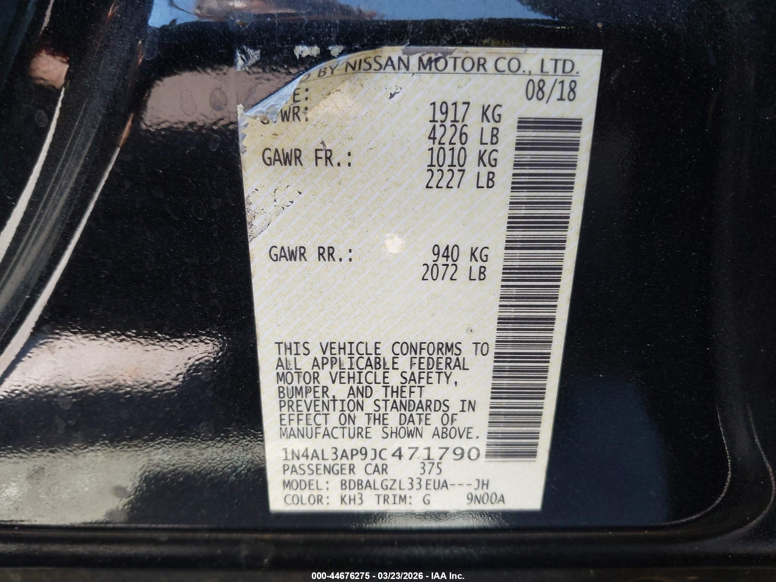 NISSAN ALTIMA image 9