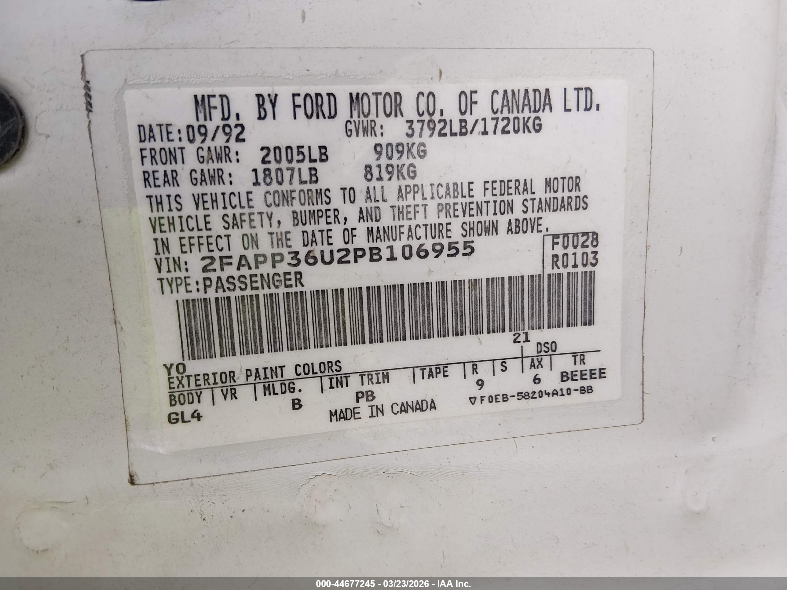 FORD TEMPO image 9
