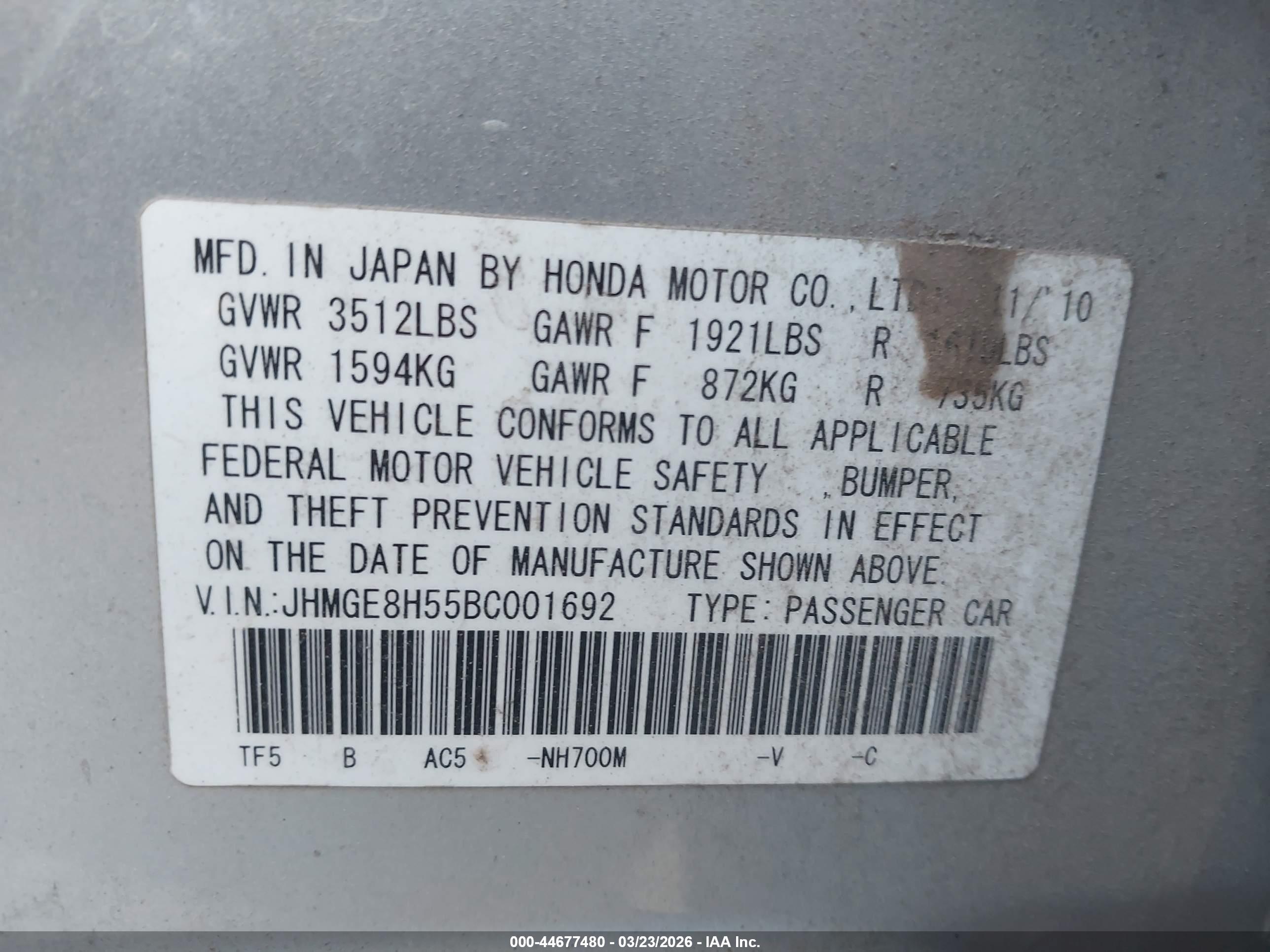 HONDA FIT image 9