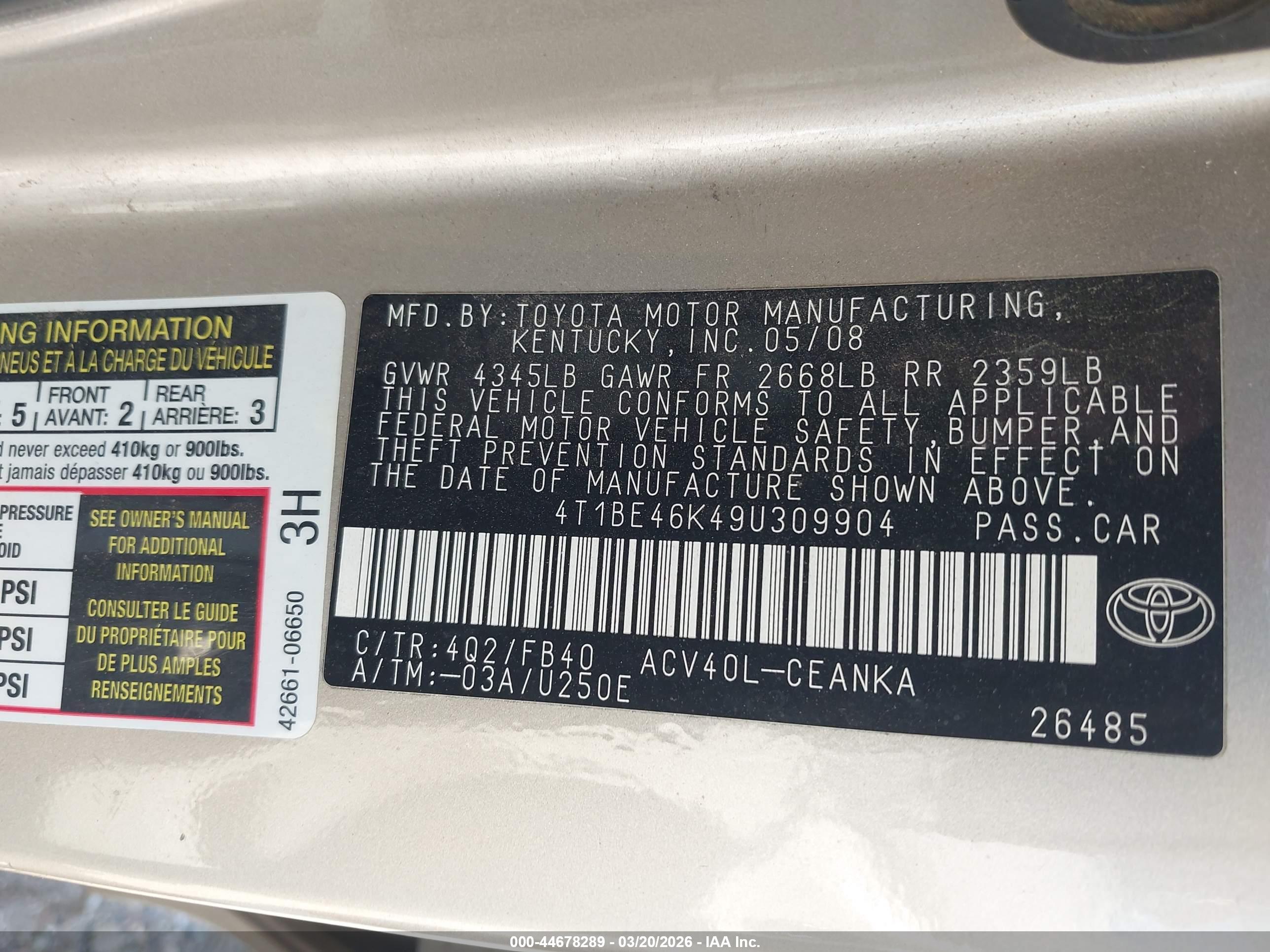 TOYOTA CAMRY image 9
