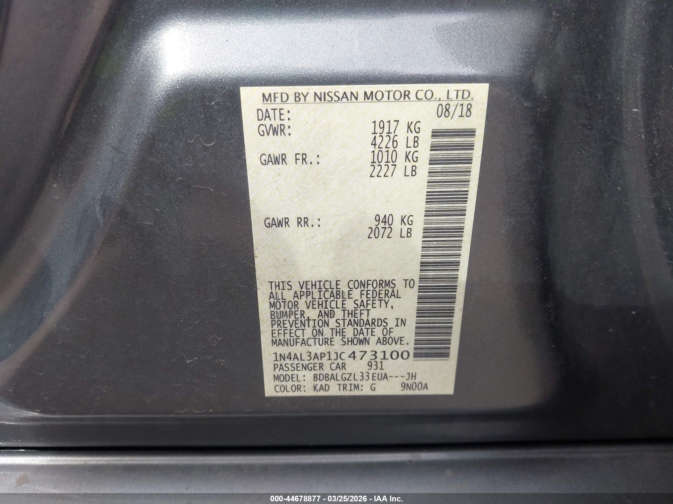 NISSAN ALTIMA image 9