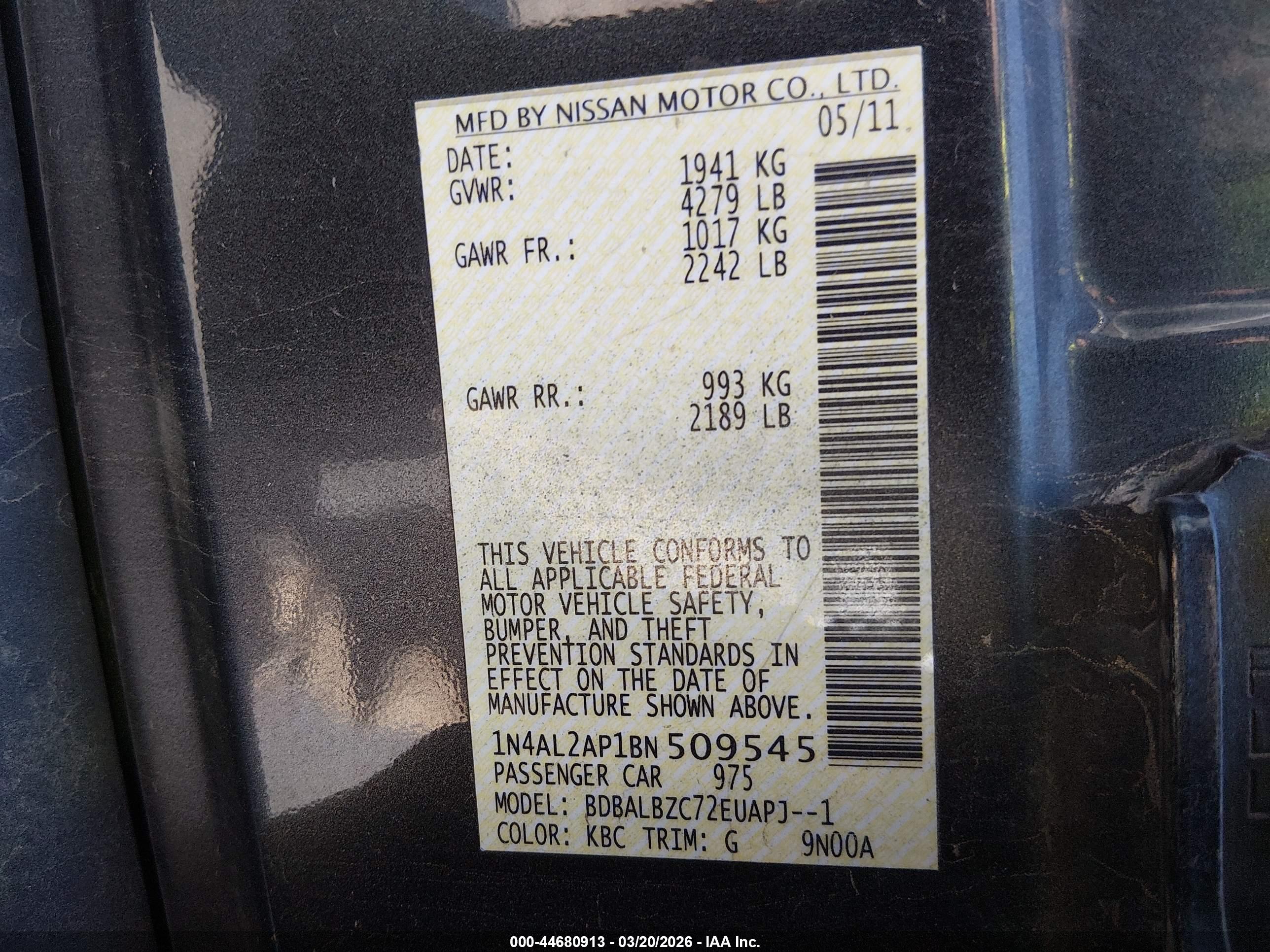 NISSAN ALTIMA image 9