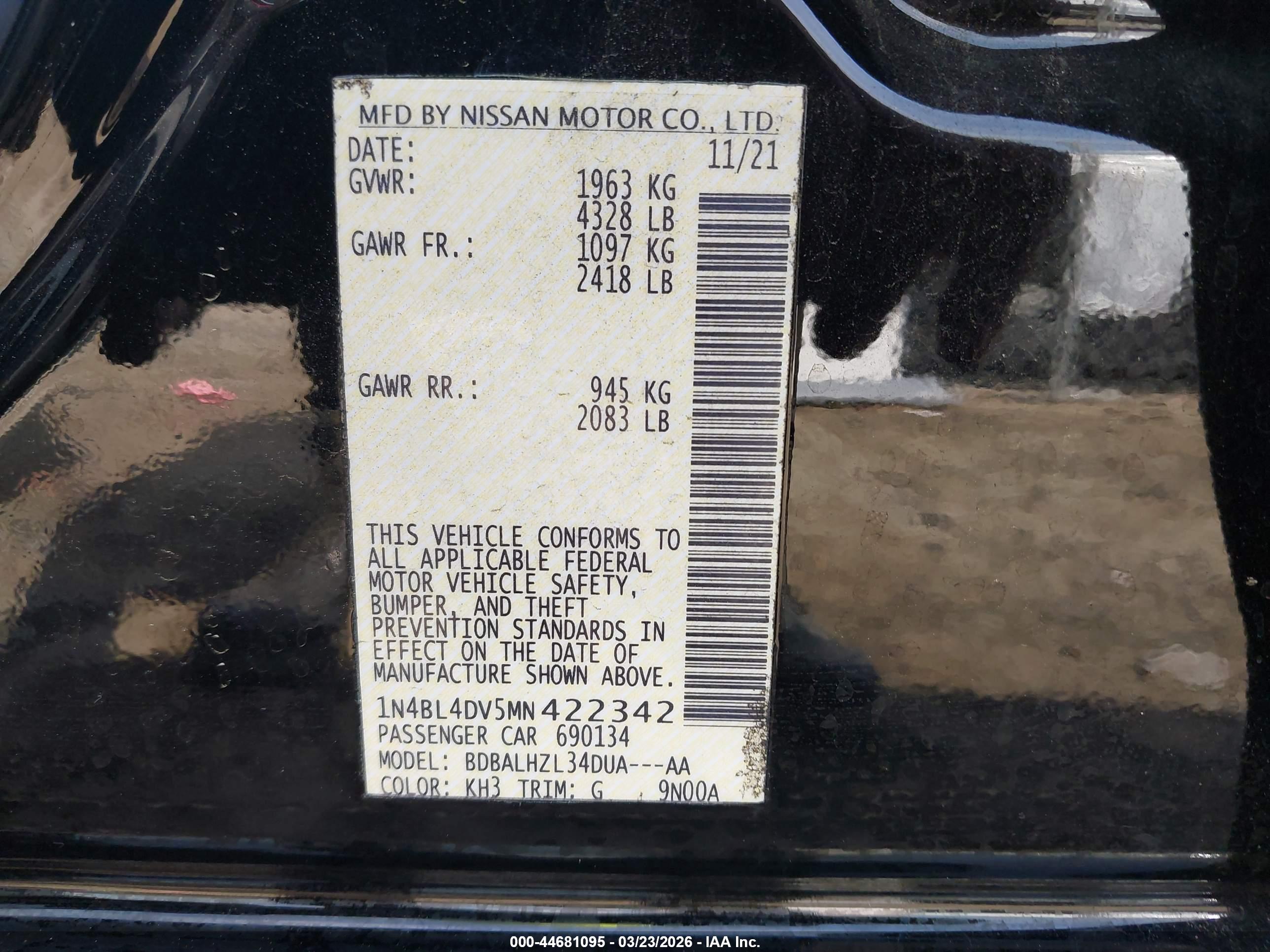 NISSAN ALTIMA image 9