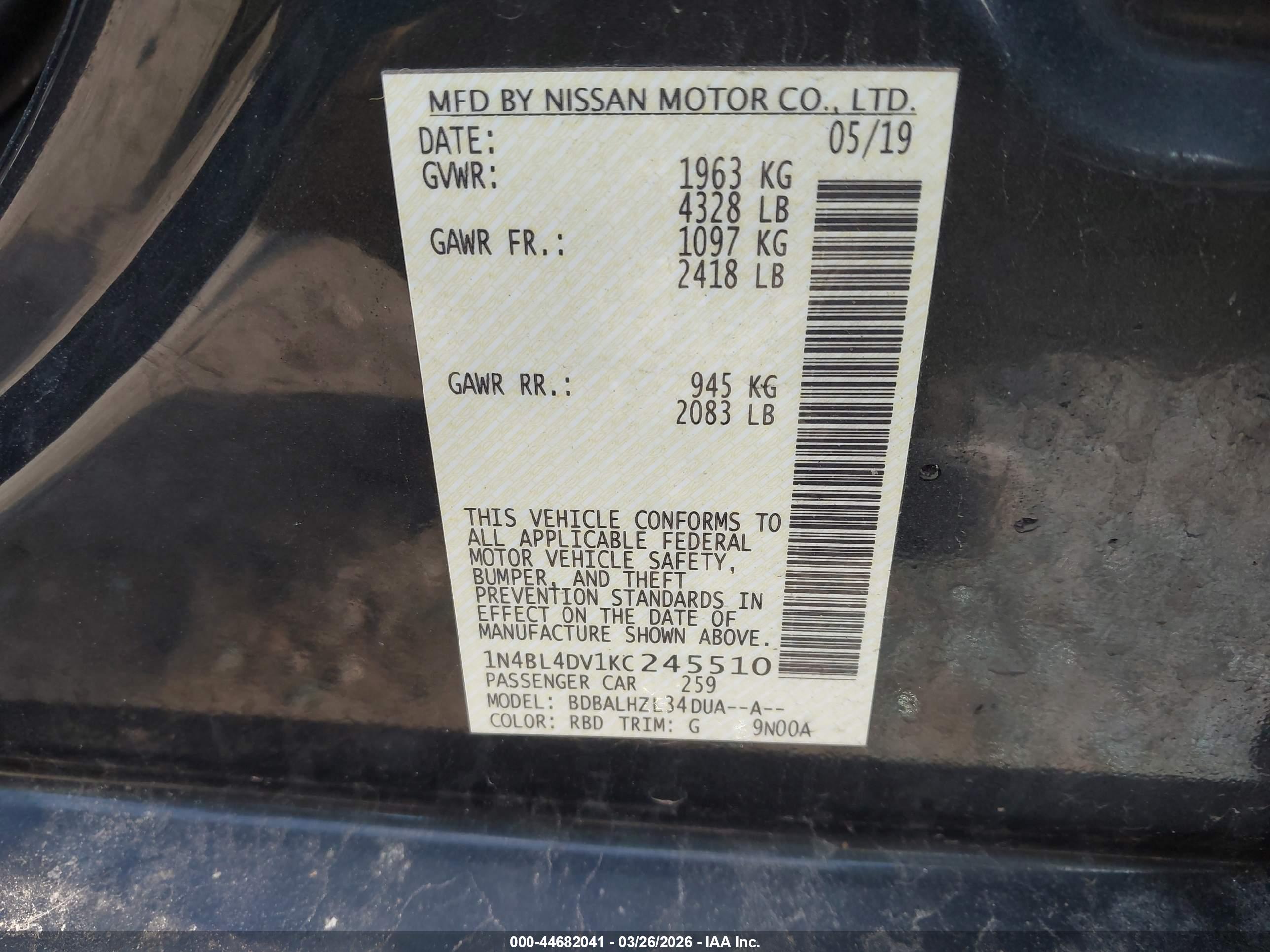 NISSAN ALTIMA image 9