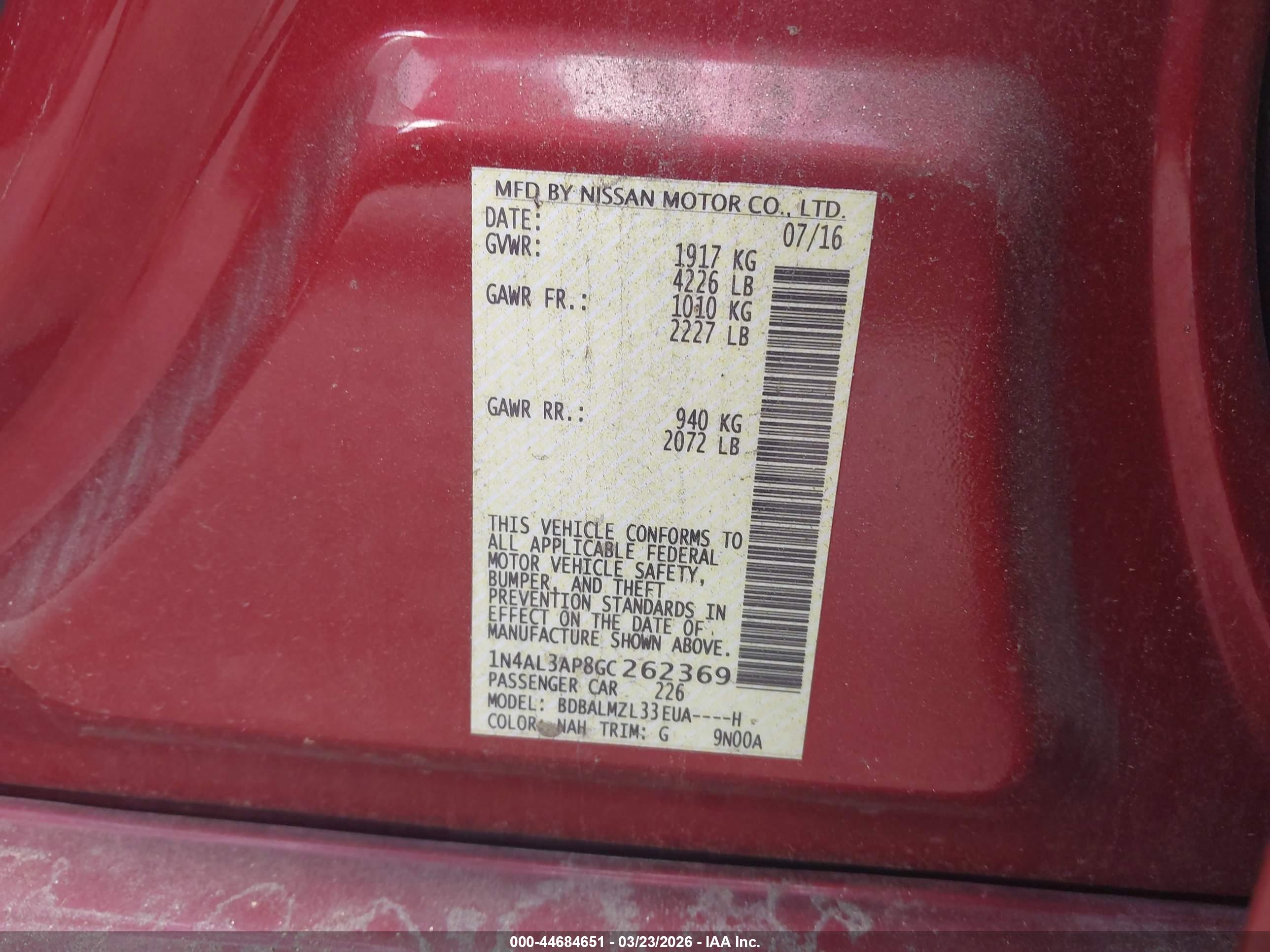 NISSAN ALTIMA image 9