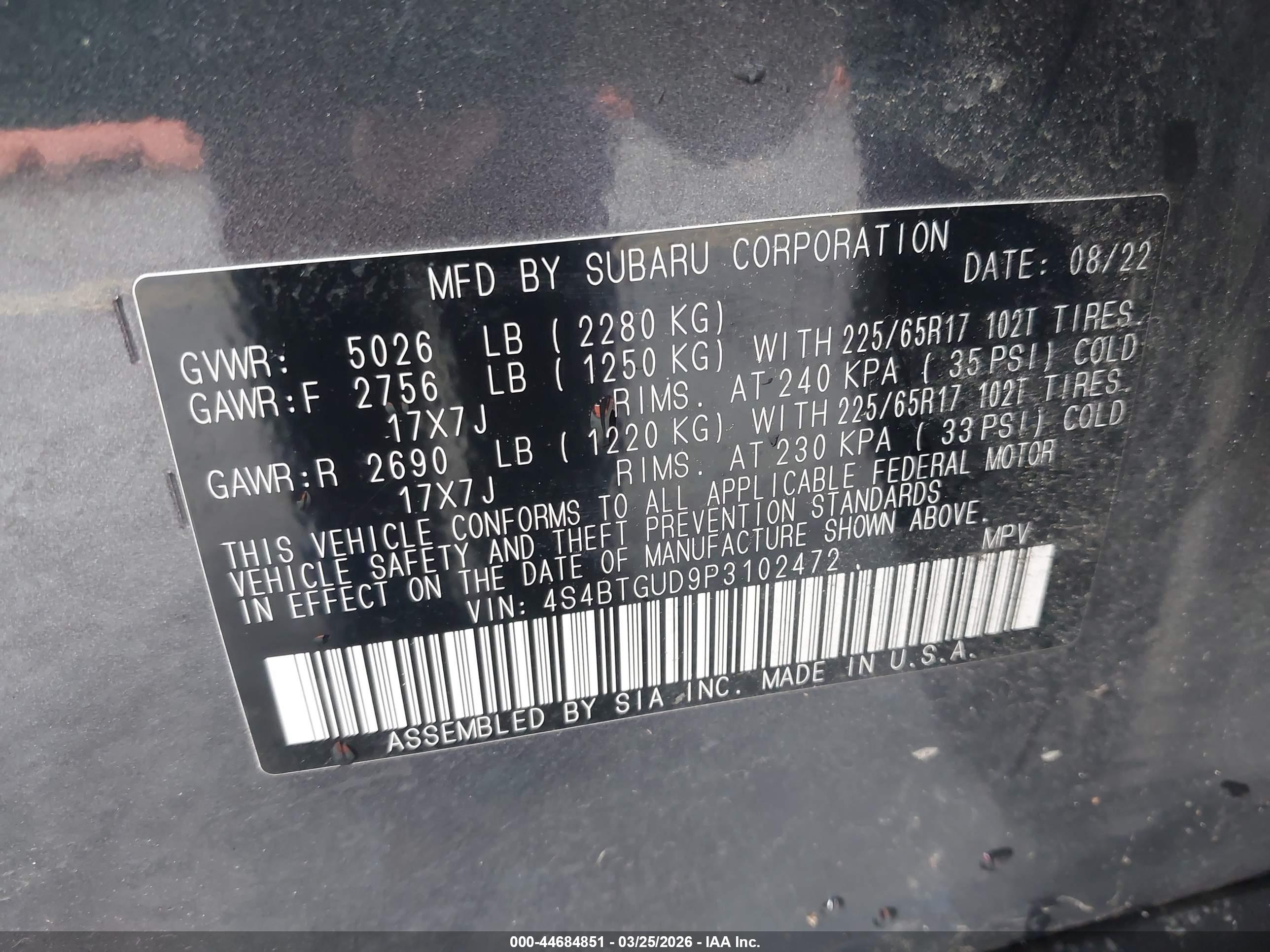 SUBARU OUTBACK image 9