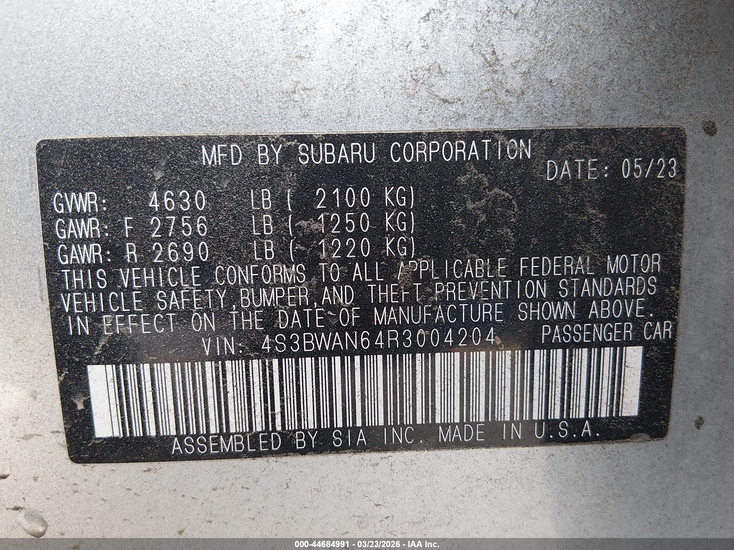 SUBARU LEGACY image 9