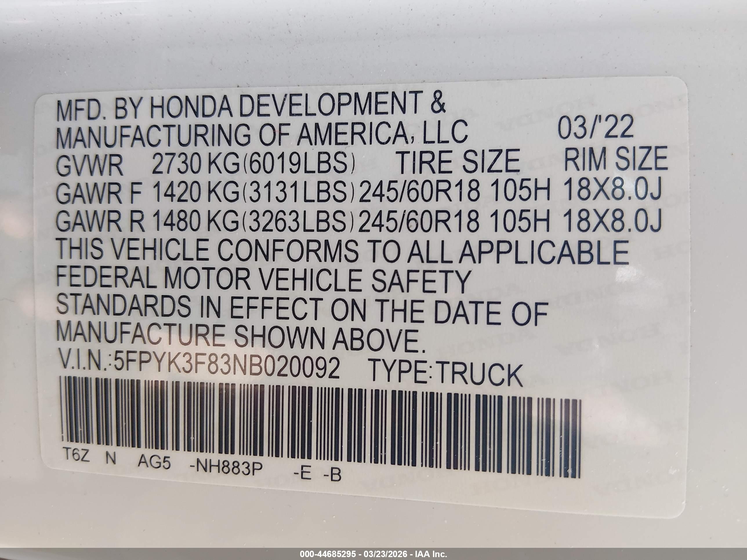 HONDA RIDGELINE image 9