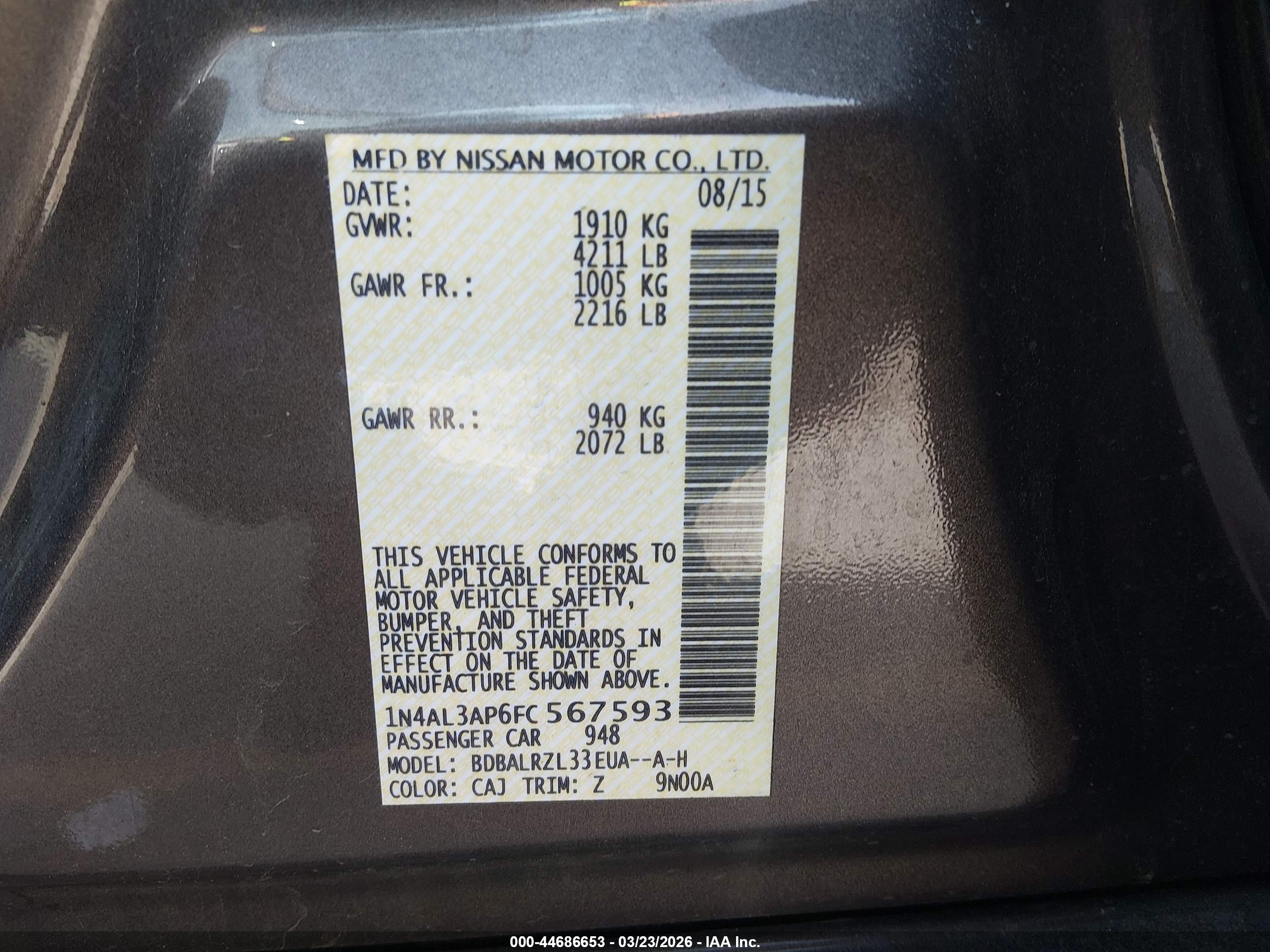 NISSAN ALTIMA image 9