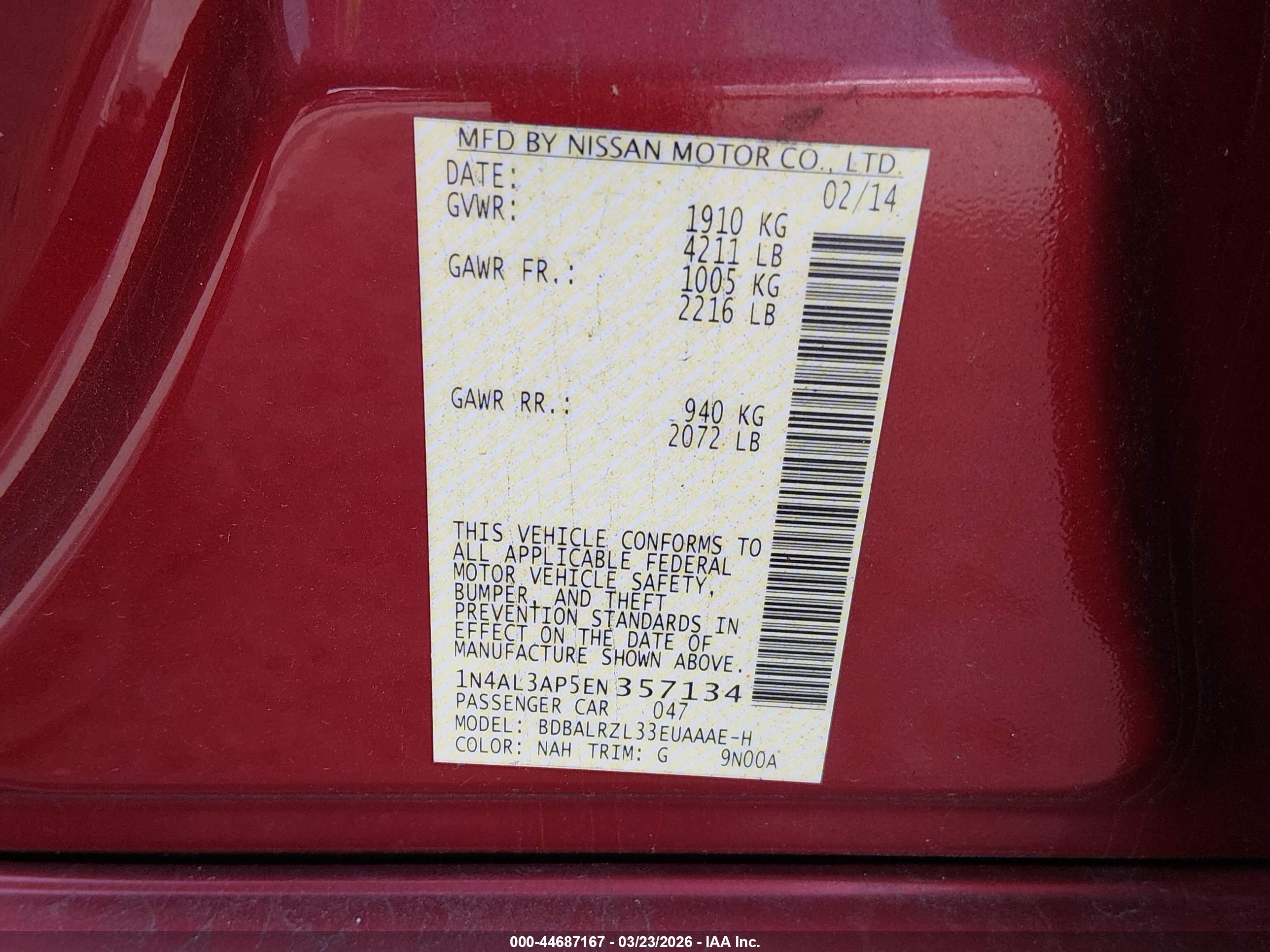 NISSAN ALTIMA image 9