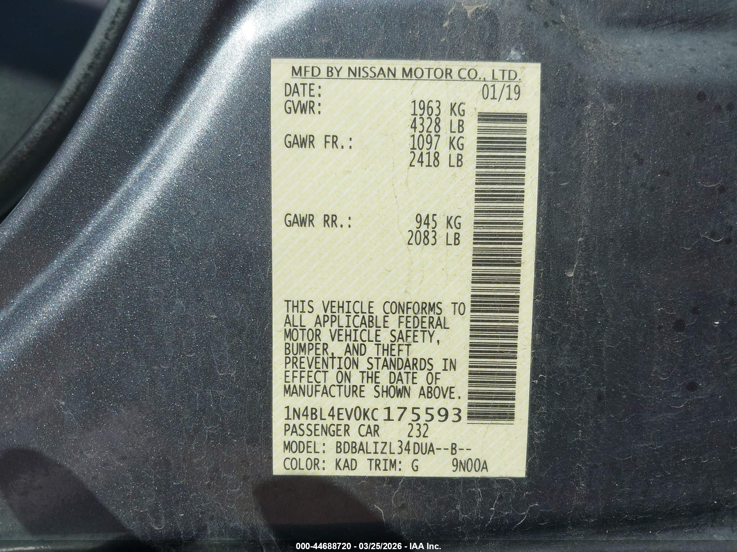 NISSAN ALTIMA image 9