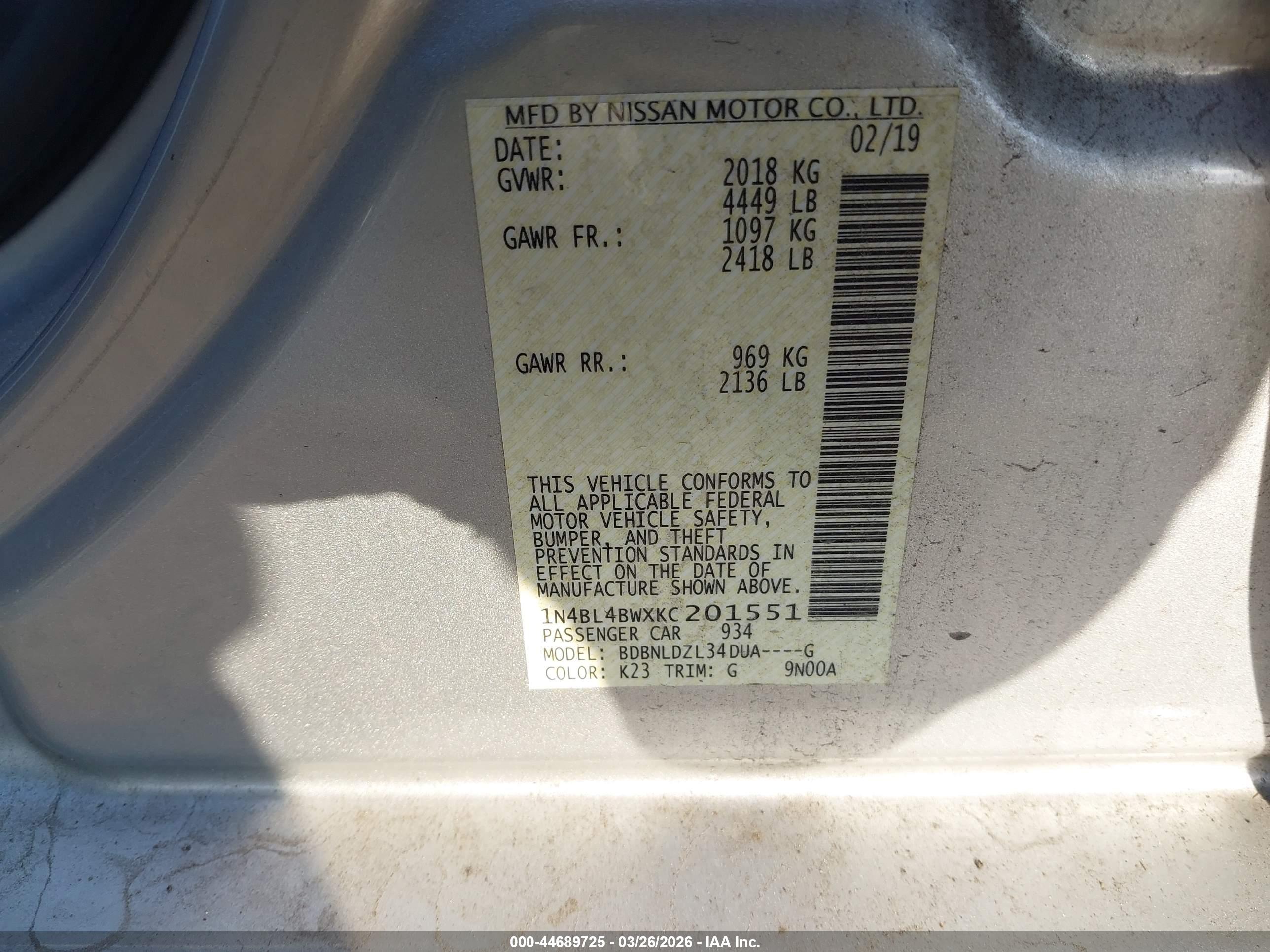 NISSAN ALTIMA image 9