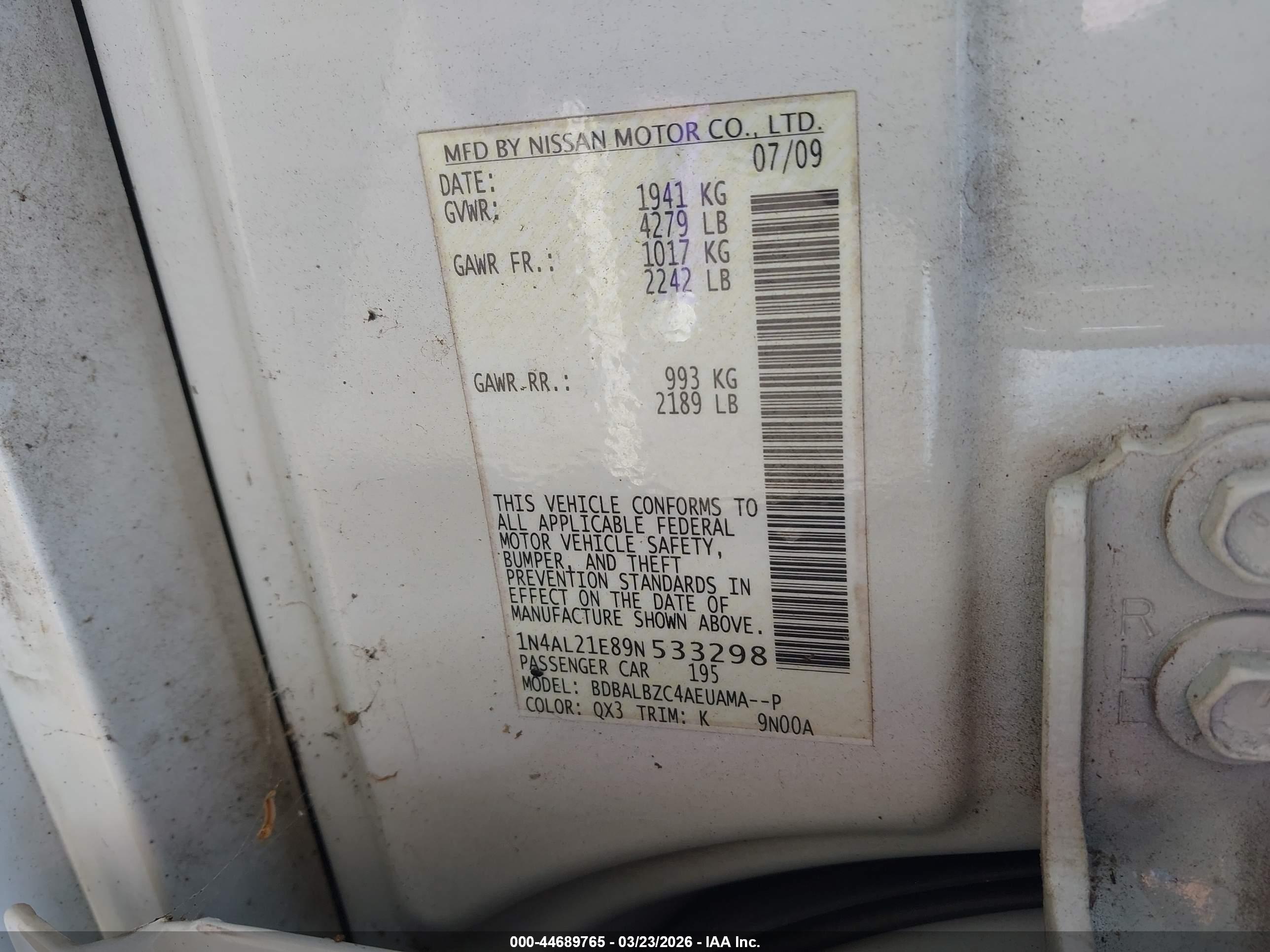 NISSAN ALTIMA image 9