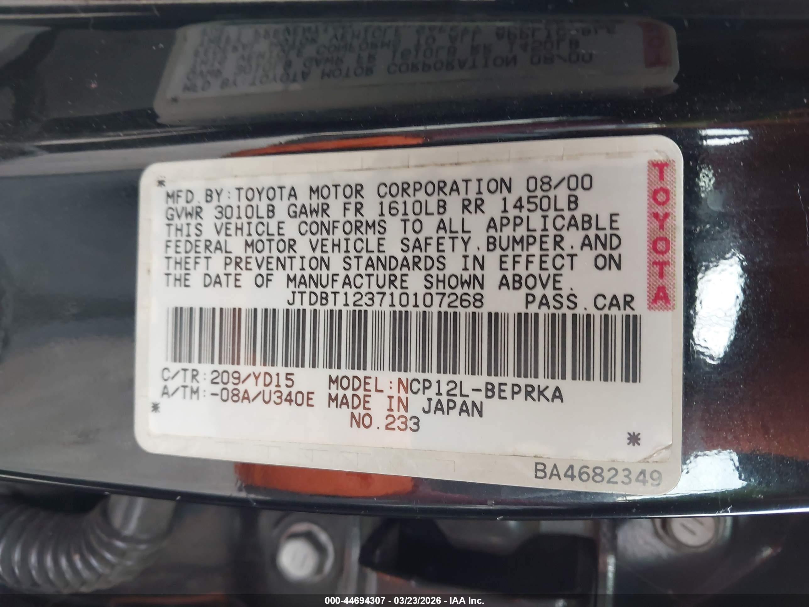TOYOTA ECHO image 9