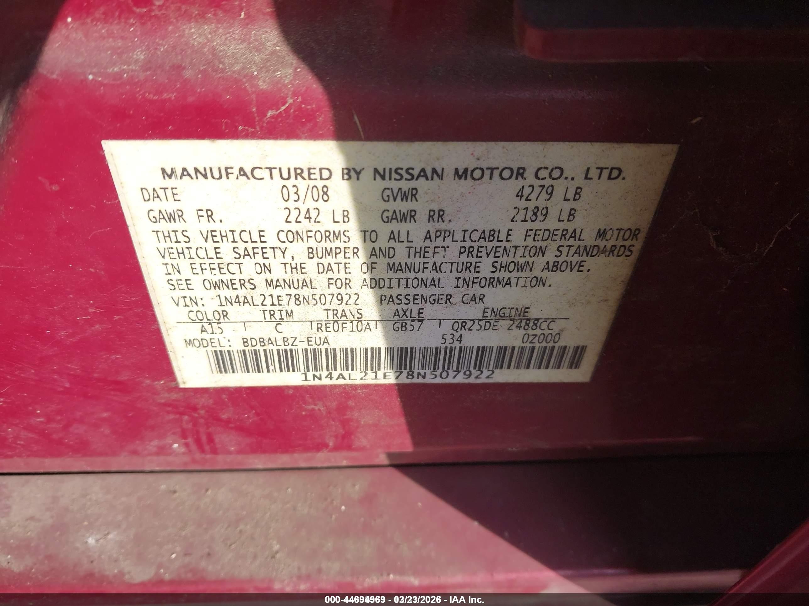 NISSAN ALTIMA image 9