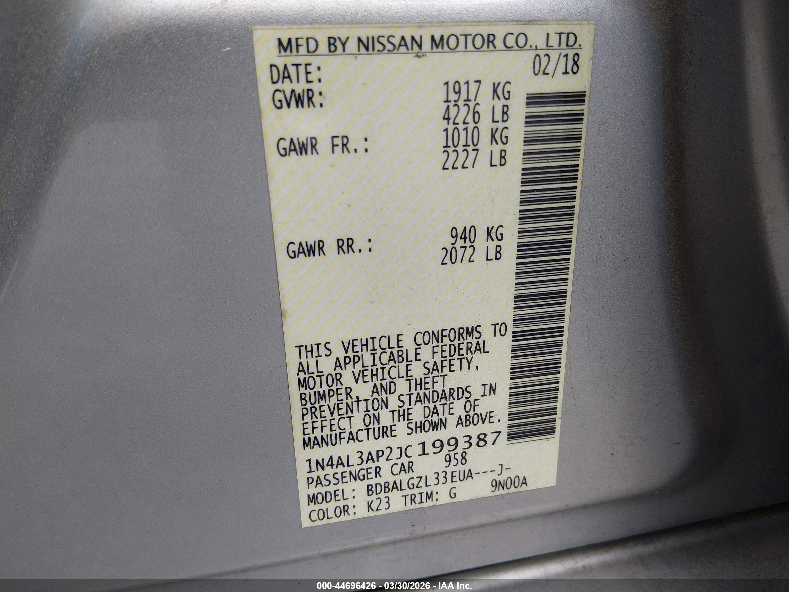 NISSAN ALTIMA image 9