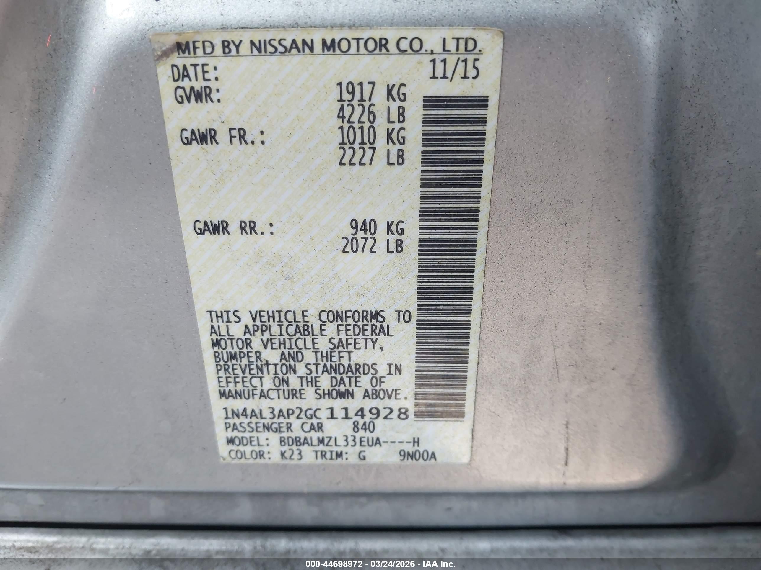 NISSAN ALTIMA image 9