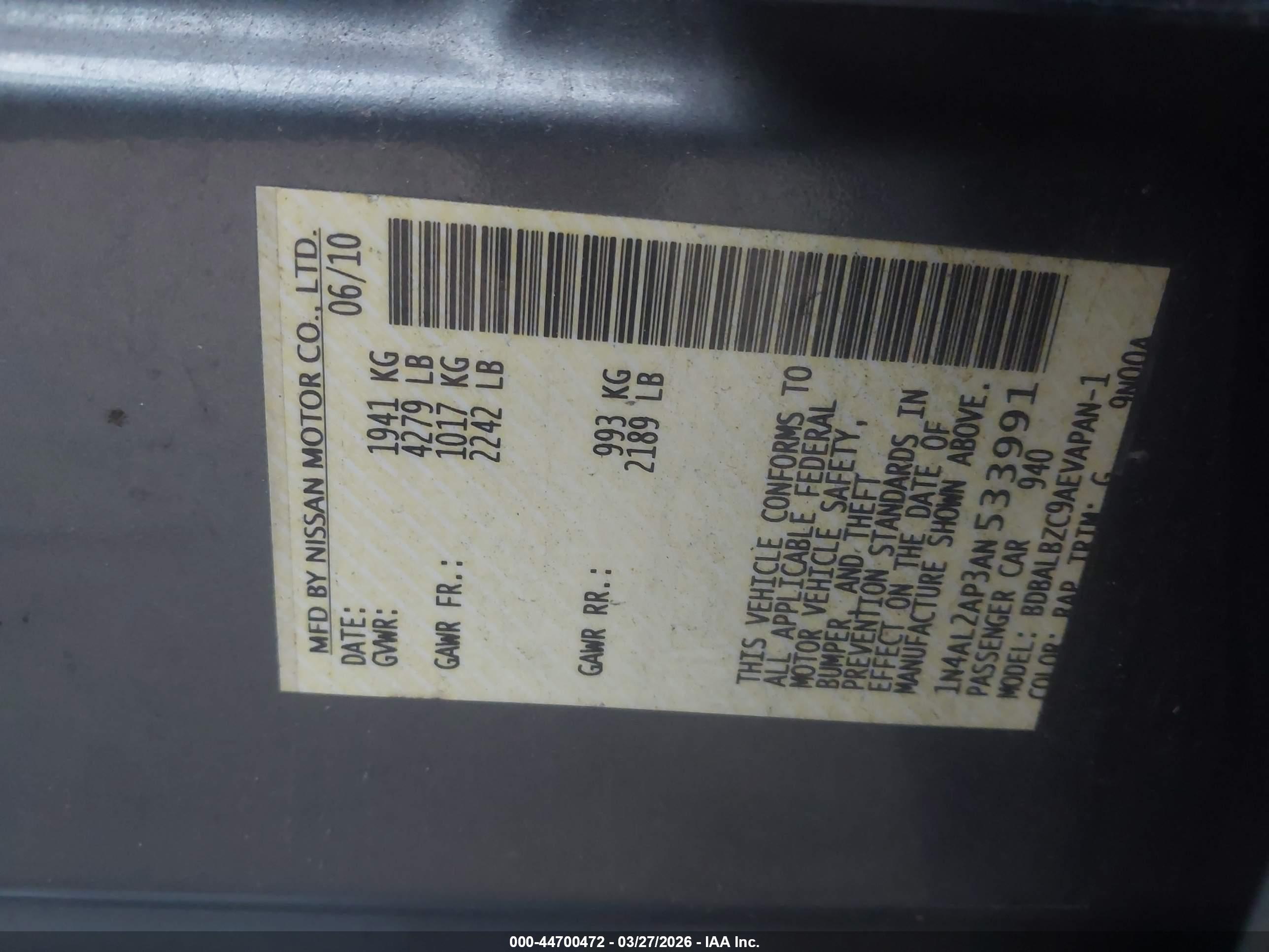NISSAN ALTIMA image 9