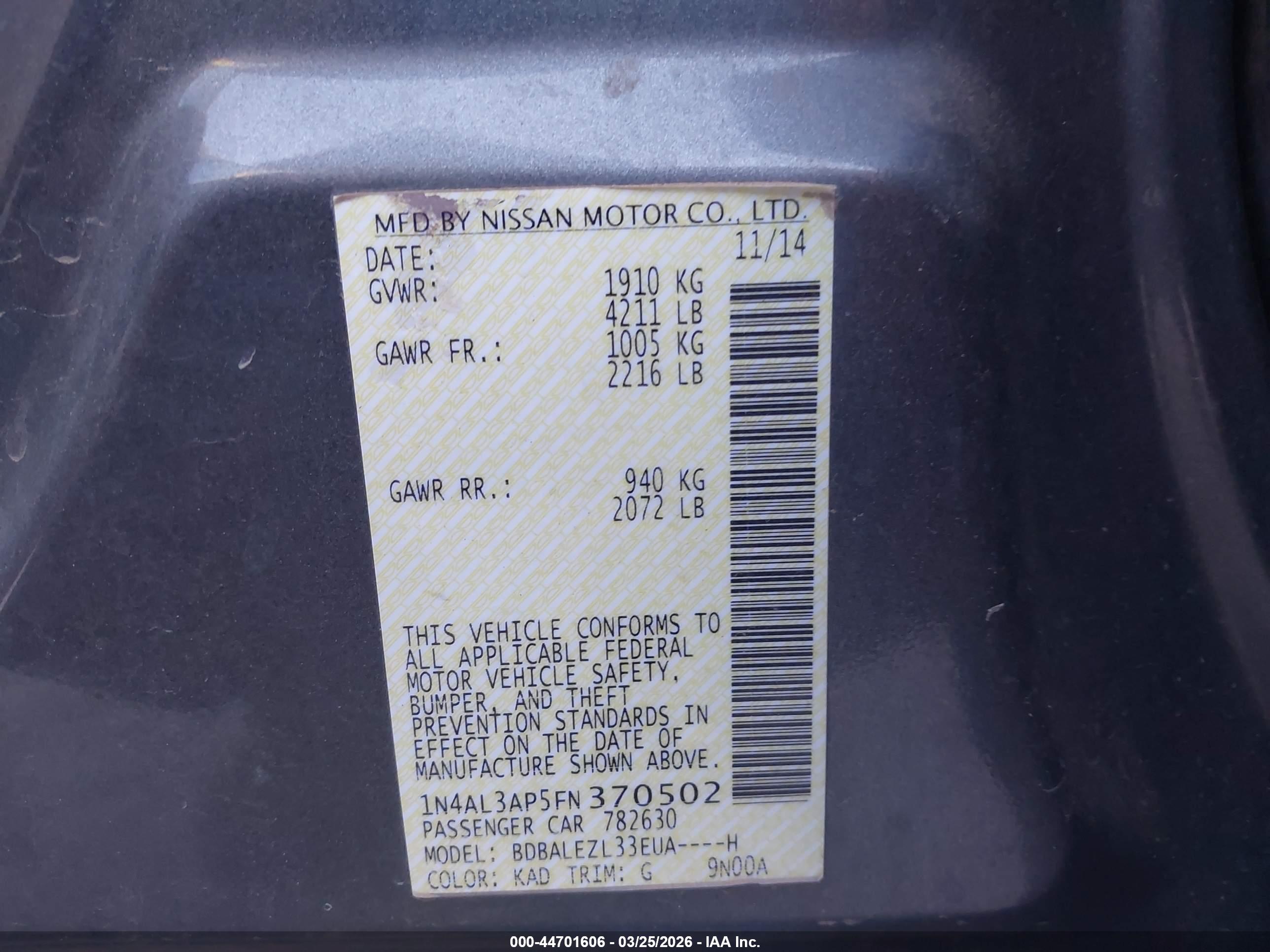 NISSAN ALTIMA image 9